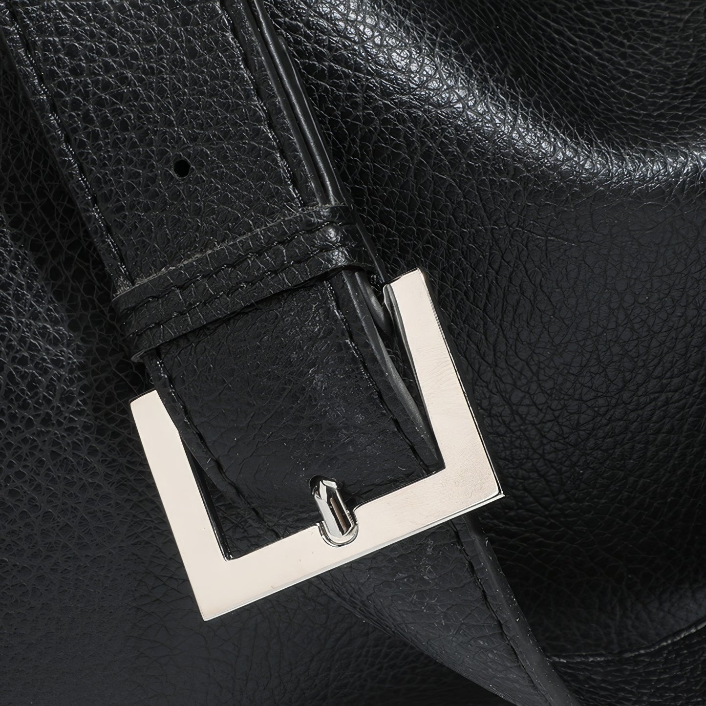 Structured Black Faux Leather Shoulder Bag