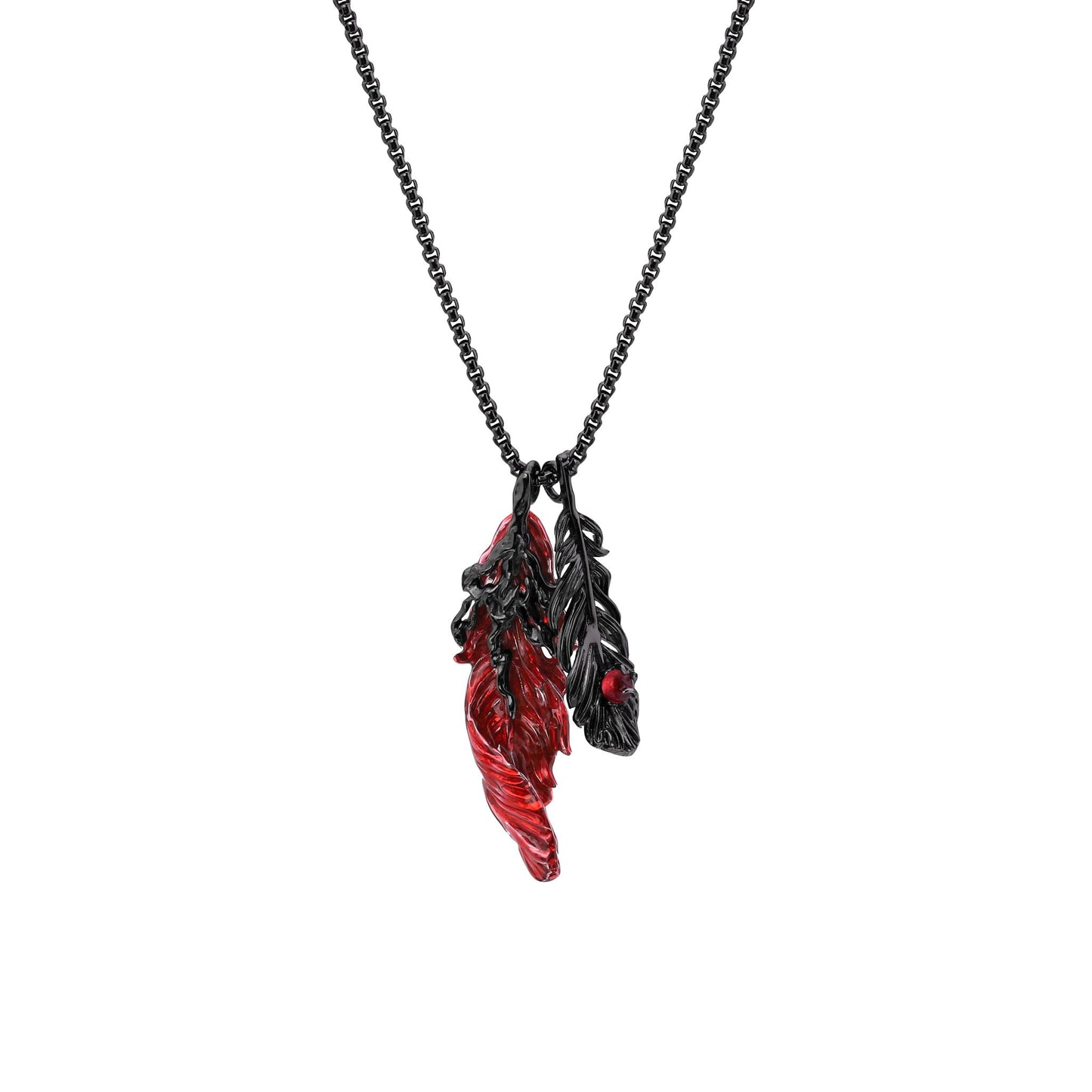 Twin Flame Feather Pendant Necklace
