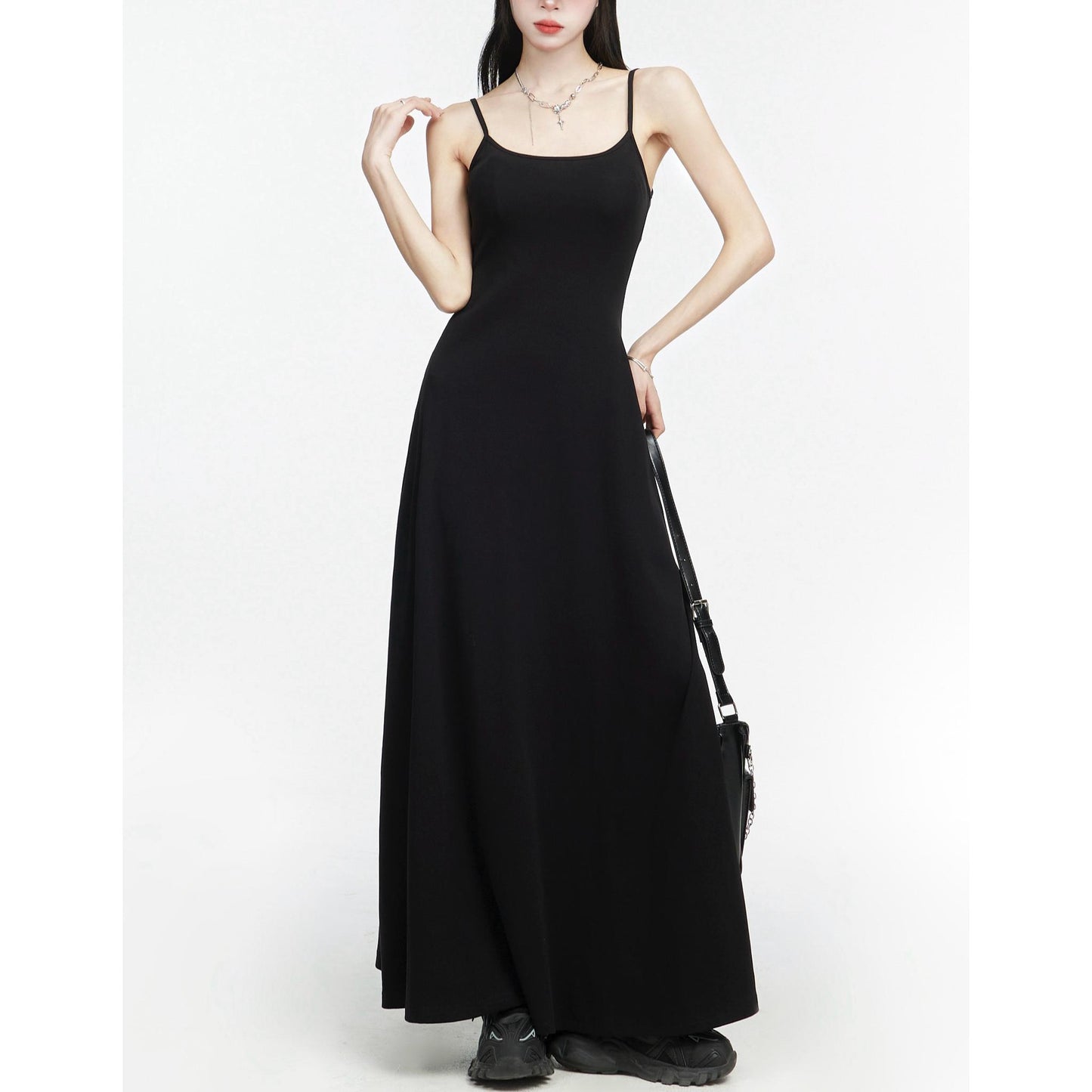 Scoop Neck Fitted Flare Maxi Dress