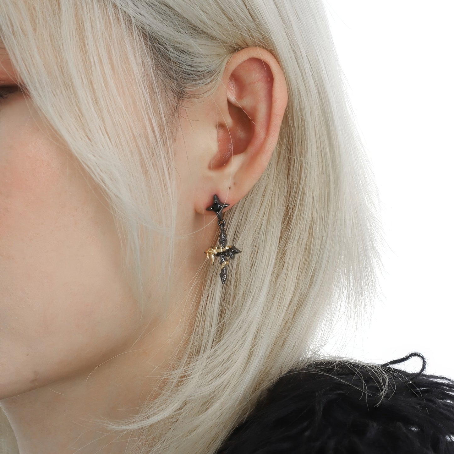 Molten Vine Cross Drop Earrings