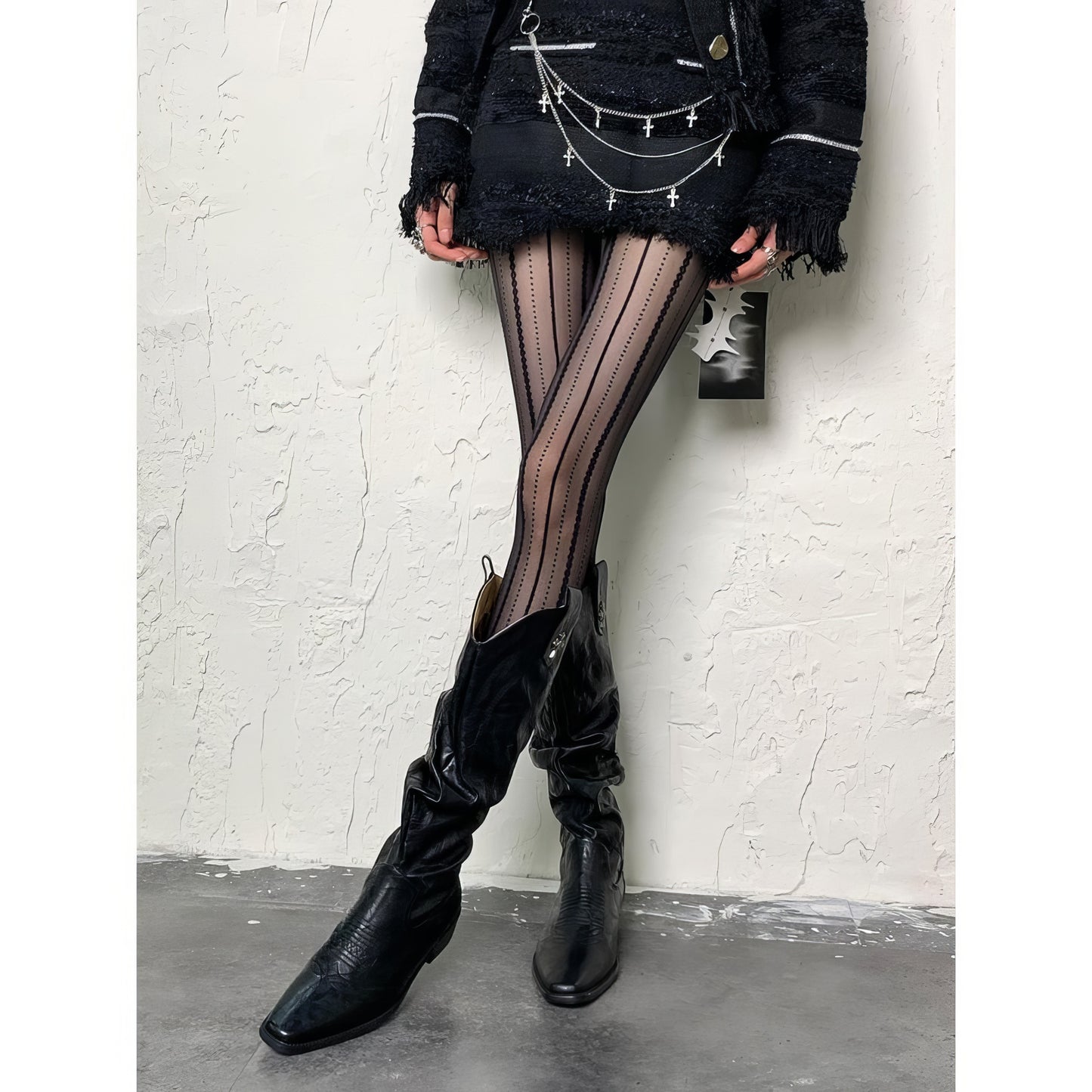 Vertical Dot Stripe Sheer Tights