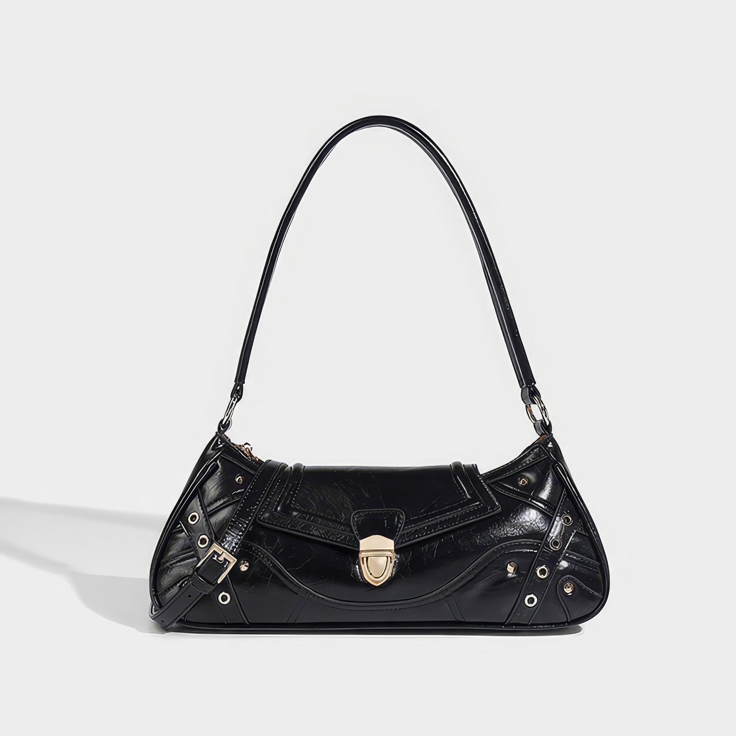Studded Wave Flap Mini Shoulder Bag