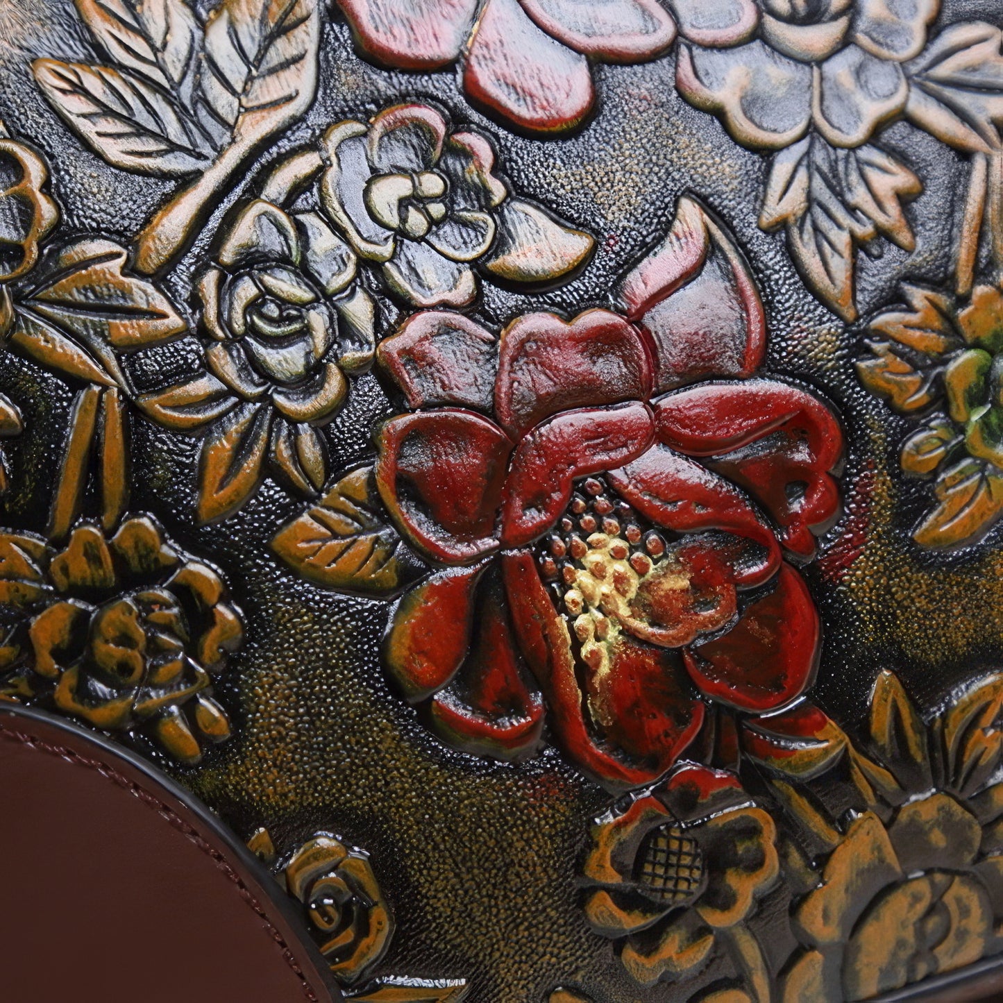 Structured Embossed Rose Top Handle Bag