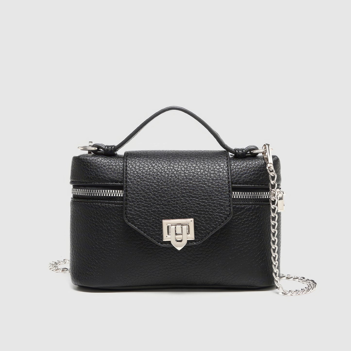 Pebbled Leather Turn-Lock Mini Bag