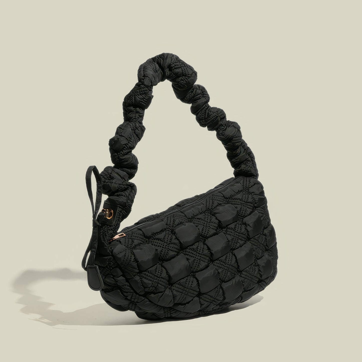 Puffy Quilted Scrunch Handle Shoulder Bag