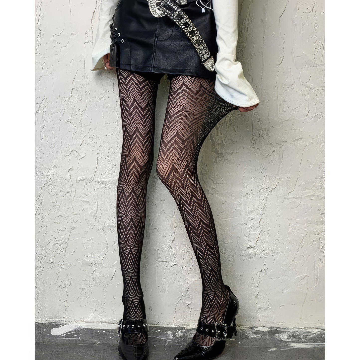 Chevron Mesh Zigzag Tights