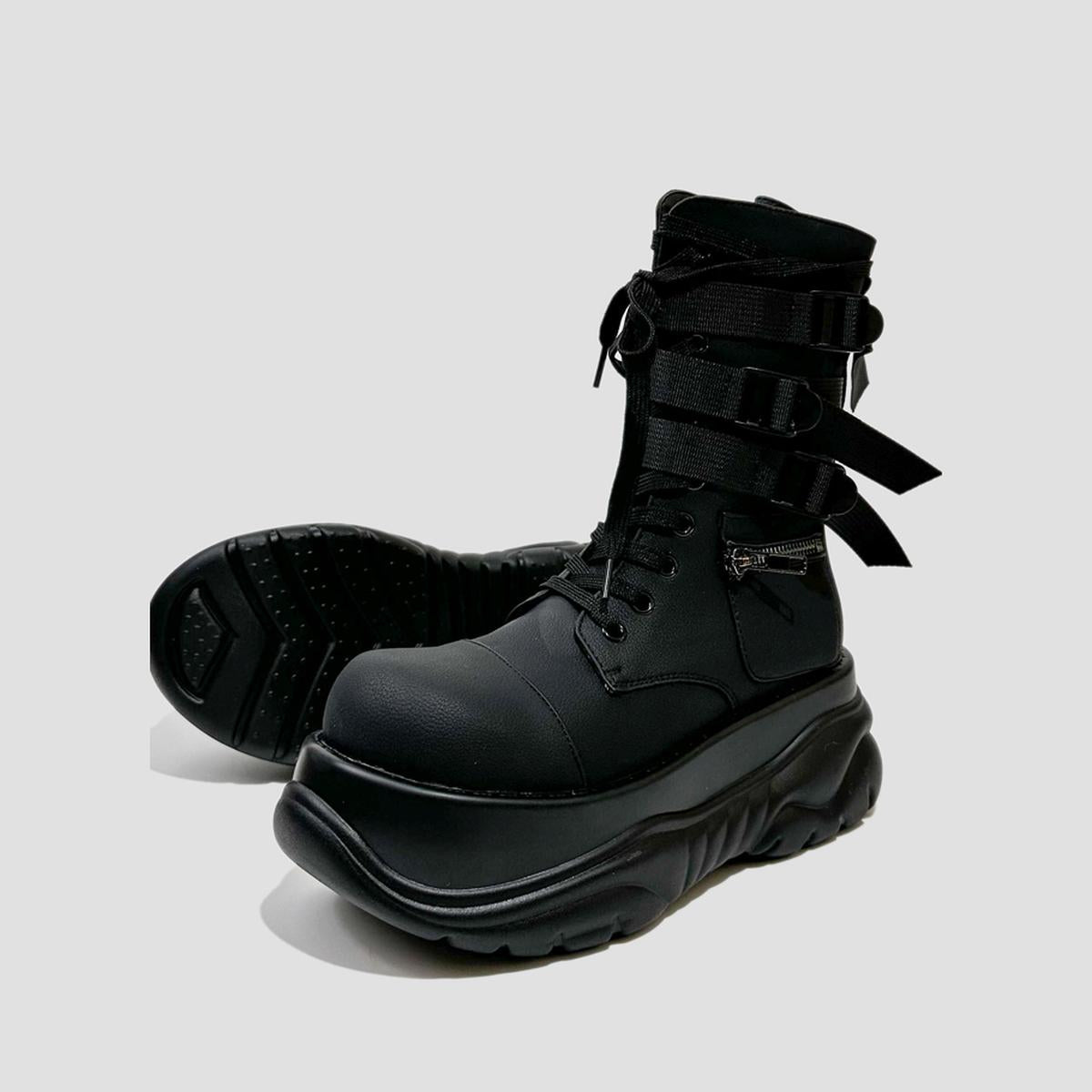 Strapped Platform Combat Boots