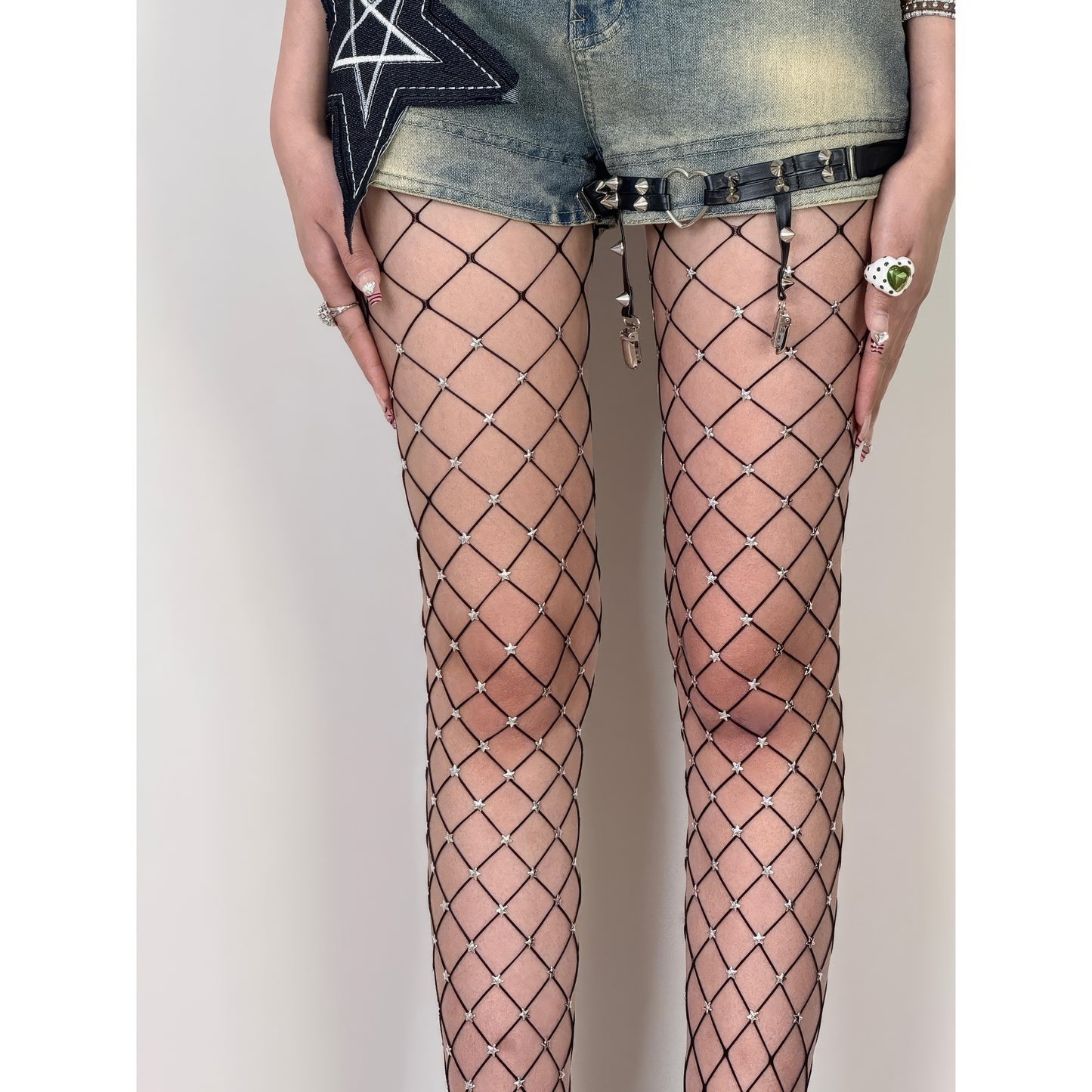 Rhinestone Diamond Net Fishnet Tights