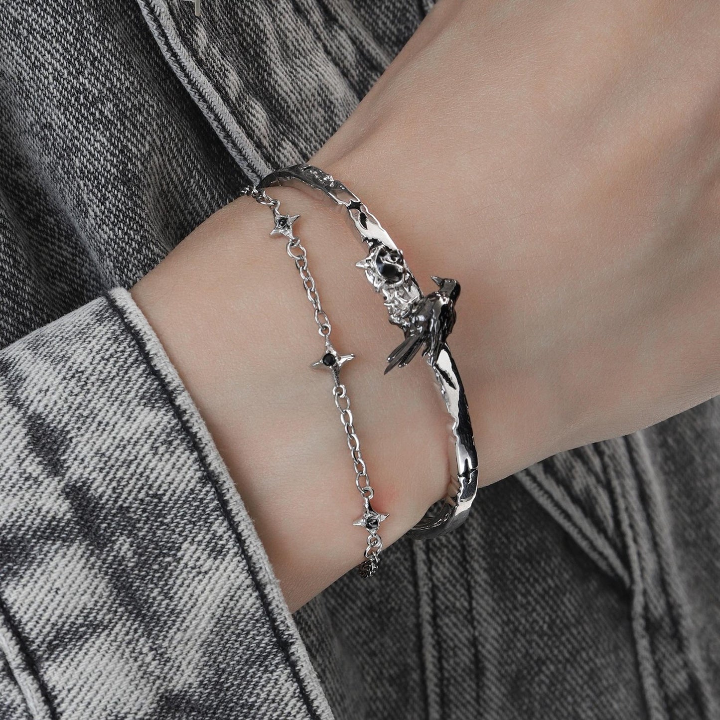Raven Rose Chain Bangle Bracelet