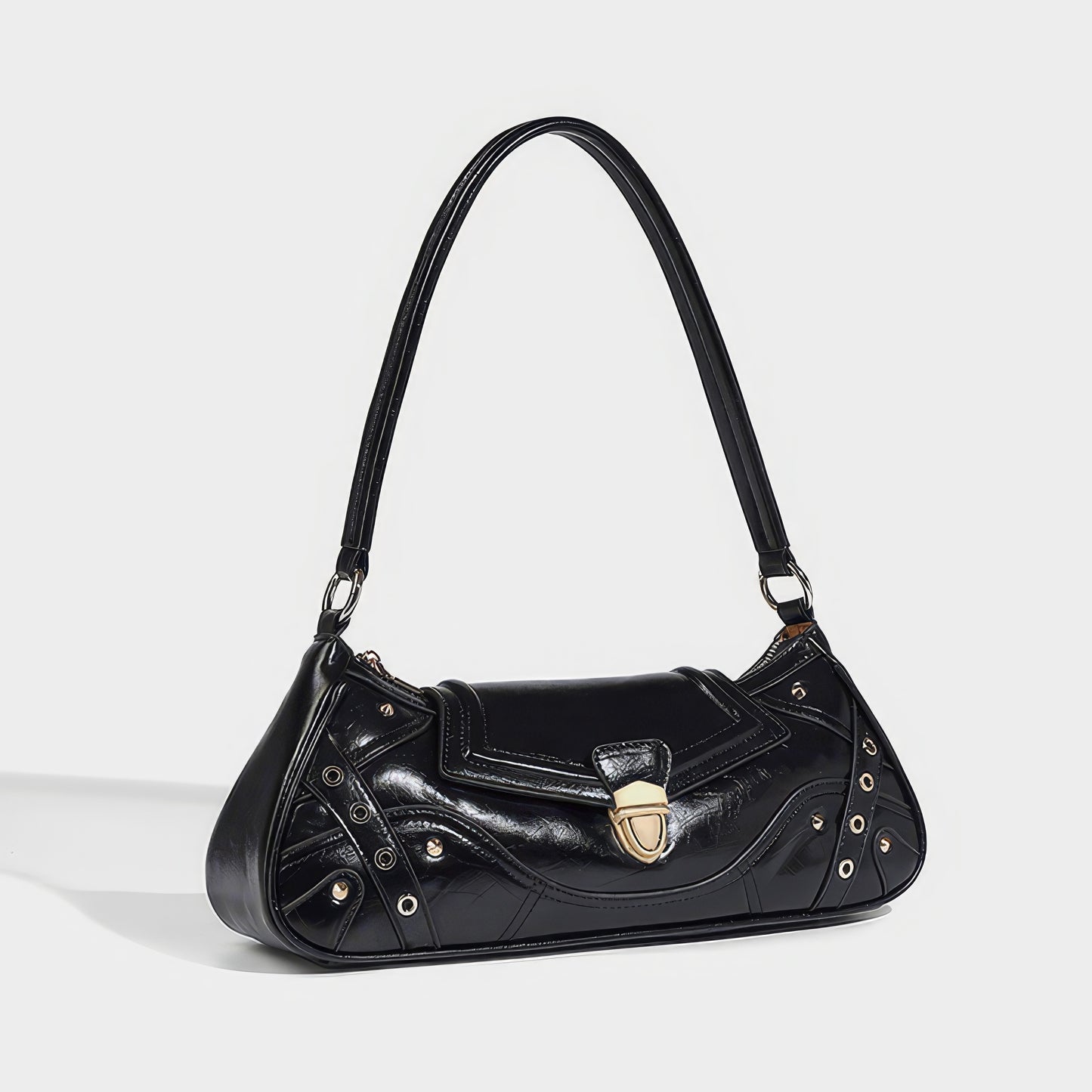 Studded Wave Flap Mini Shoulder Bag