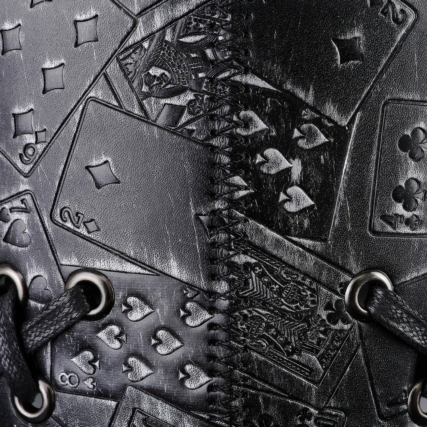 Embossed Card Pattern Lace-Up Top Hat