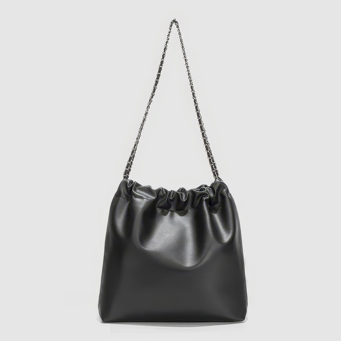 Metallic Studded Drawstring Shoulder Bag