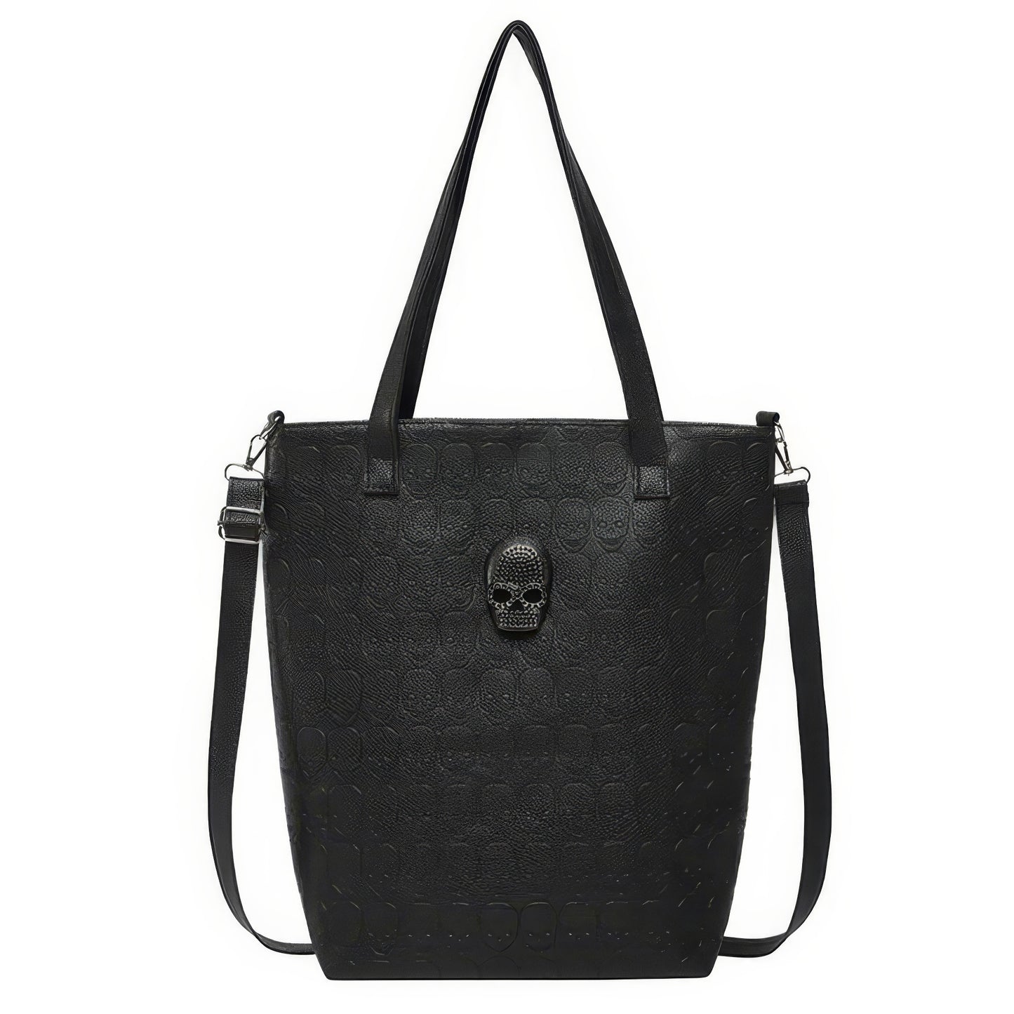 Embossed Skull Accent Structured Tote