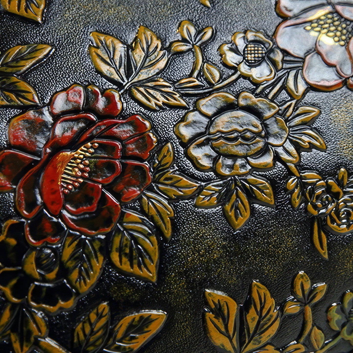 Structured Embossed Floral Shoulder Tote