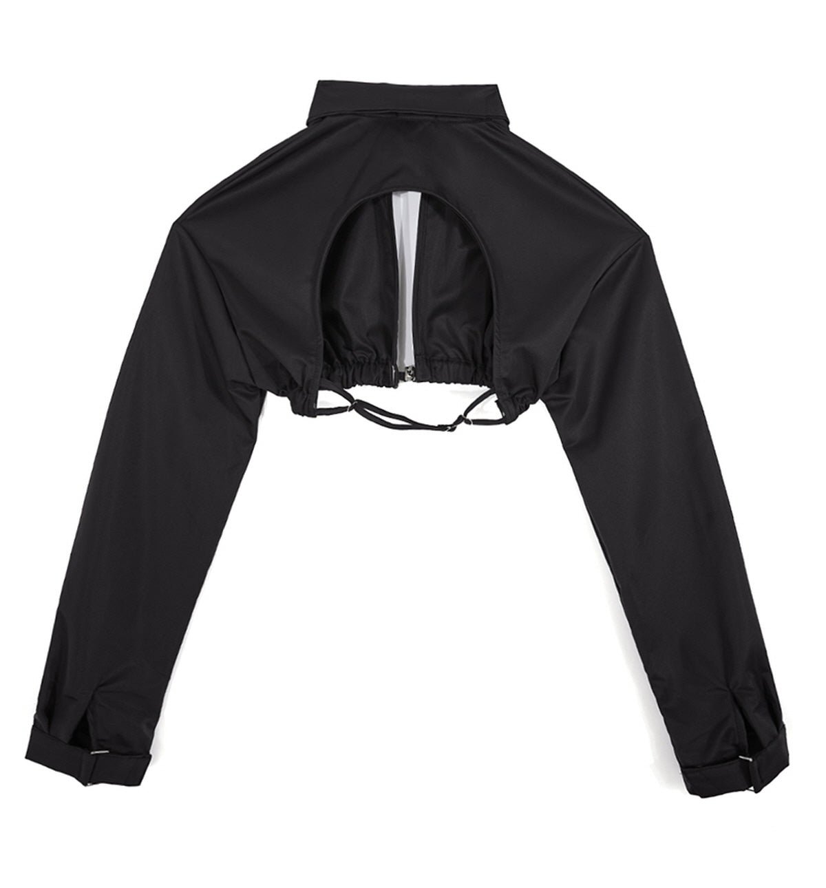 Zip-Up Open Back Bolero Shirt