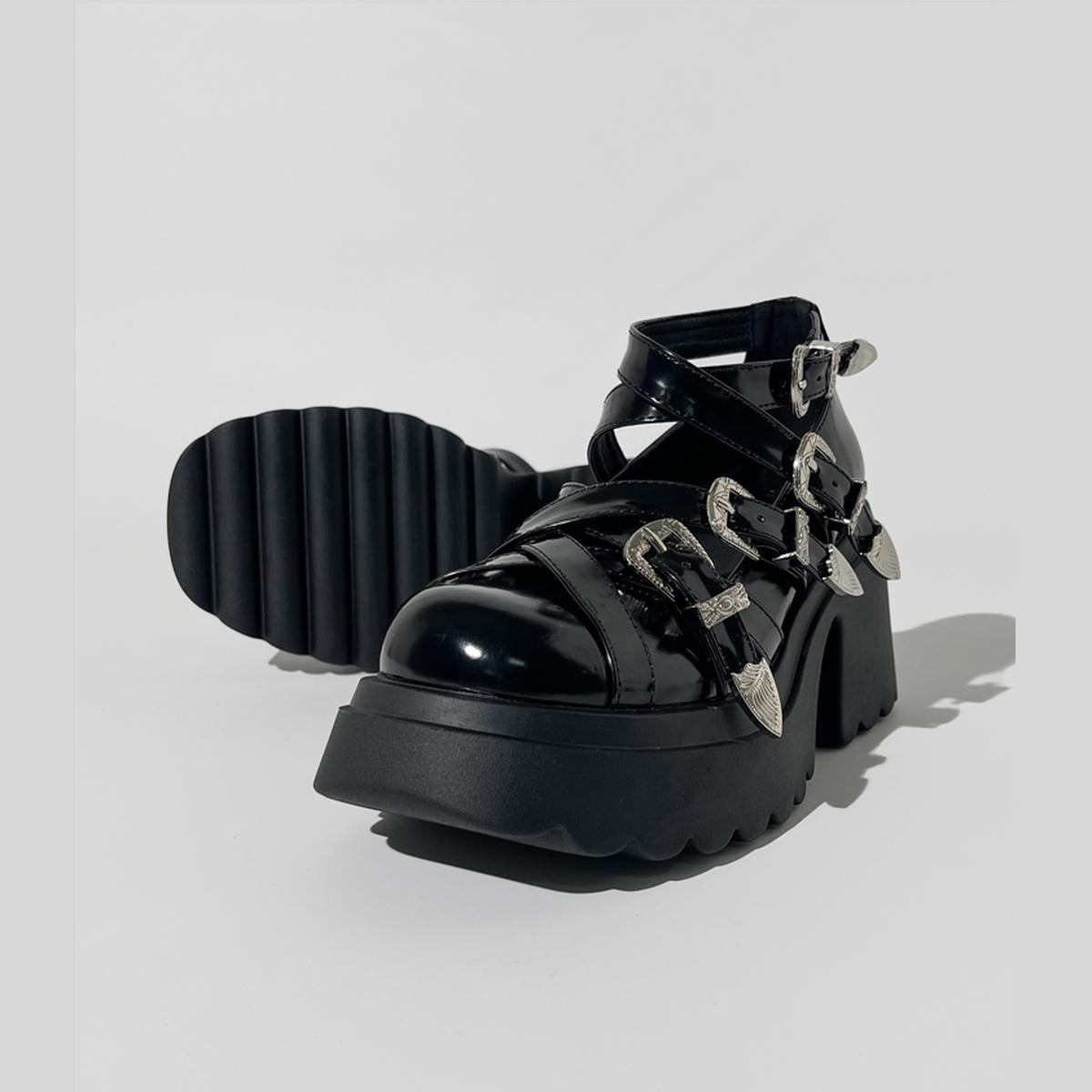 Strappy Buckle Platform Shoes