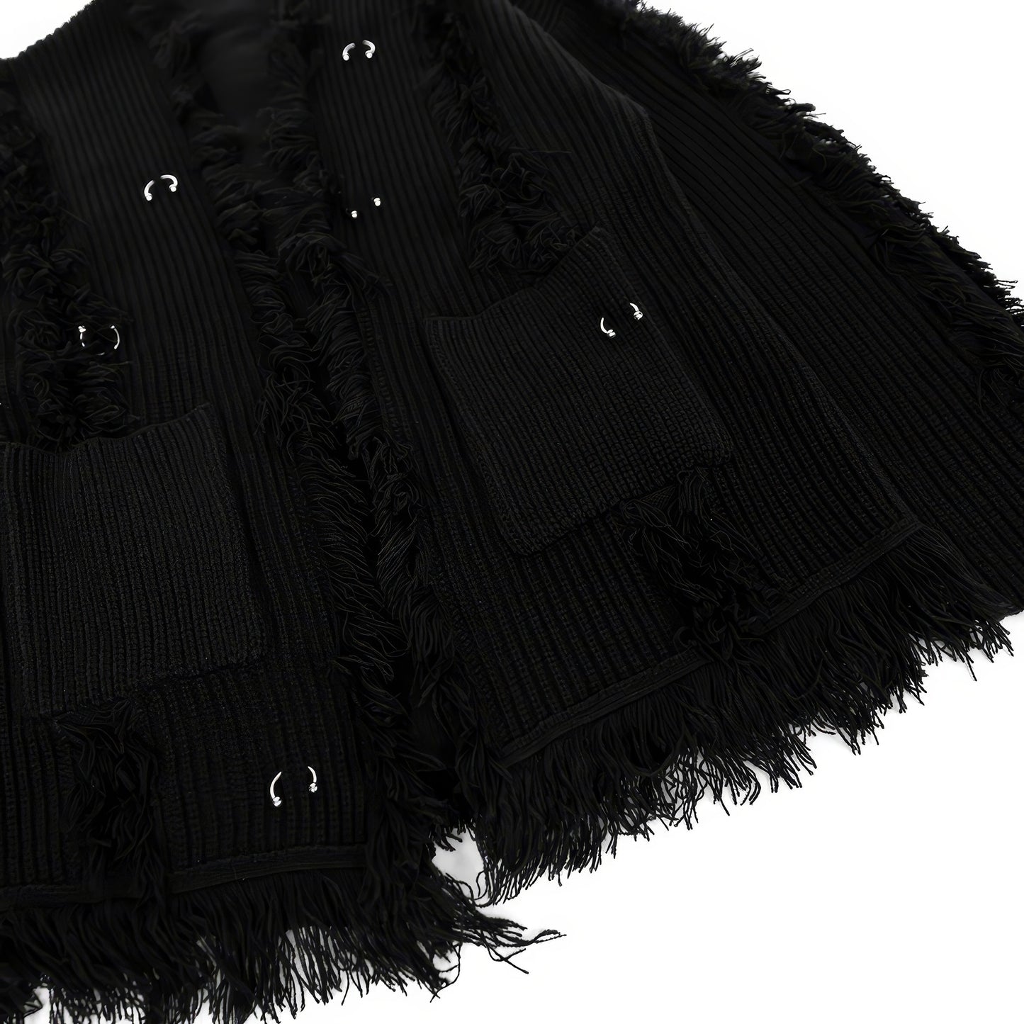 Frayed Edge Eyelet Knit Cardigan
