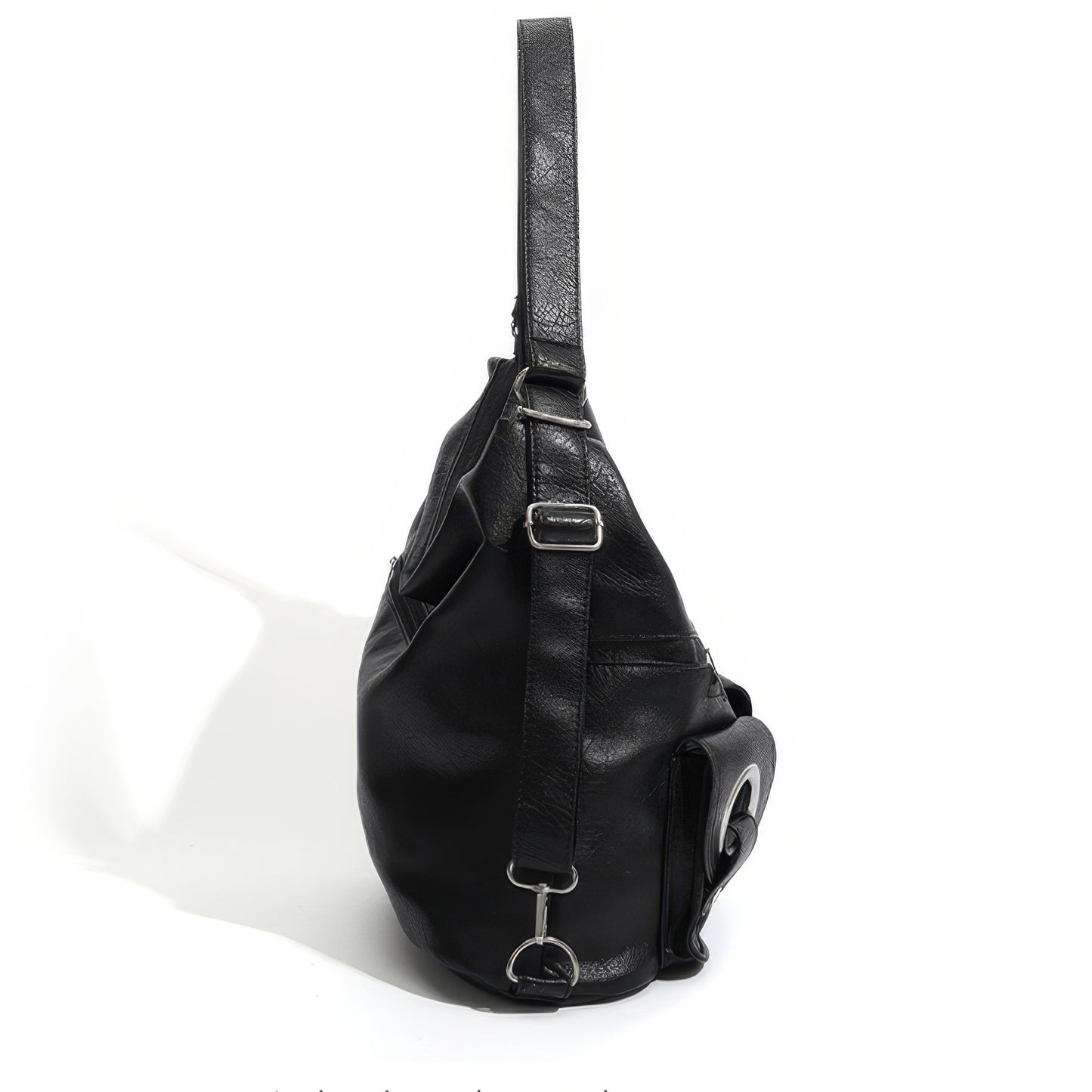 Multi-Pocket Ring Detail Hobo Shoulder Bag