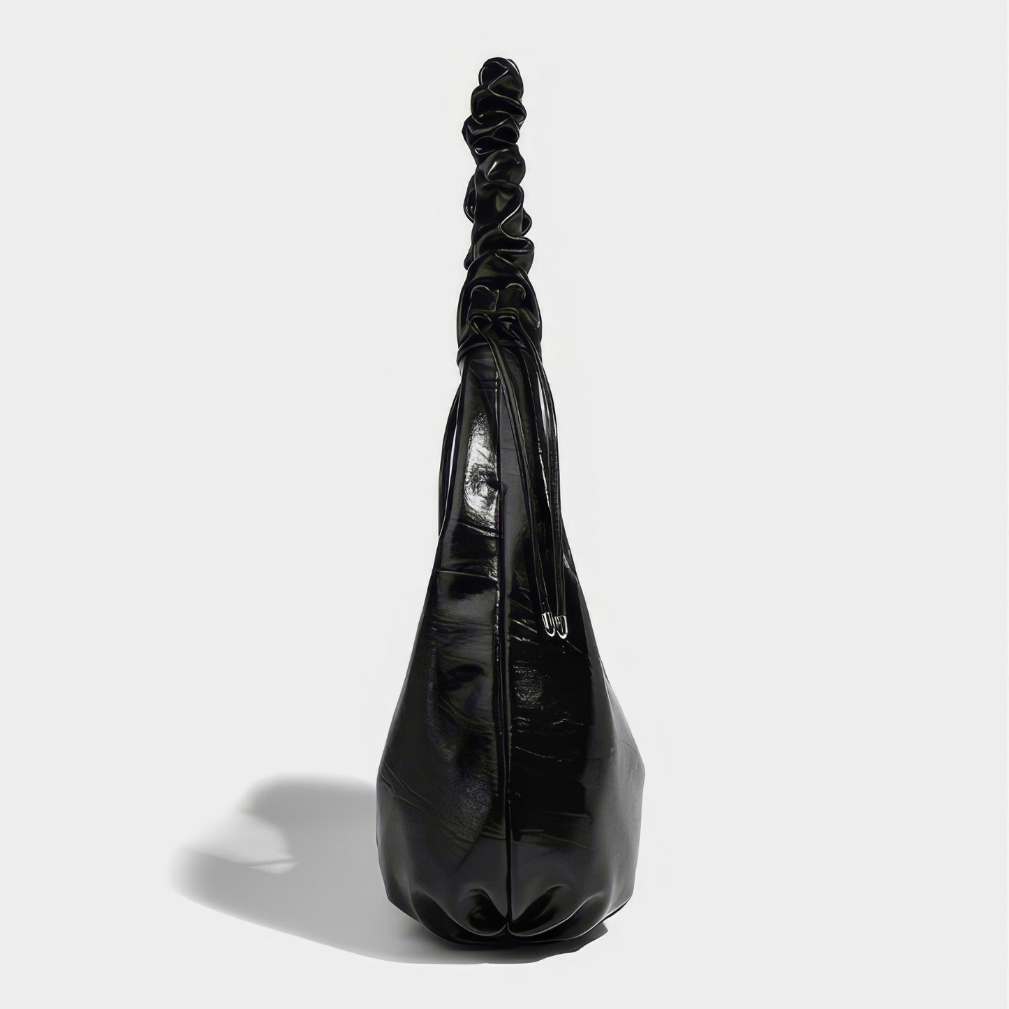 Ruched Glossy Crescent Shoulder Bag