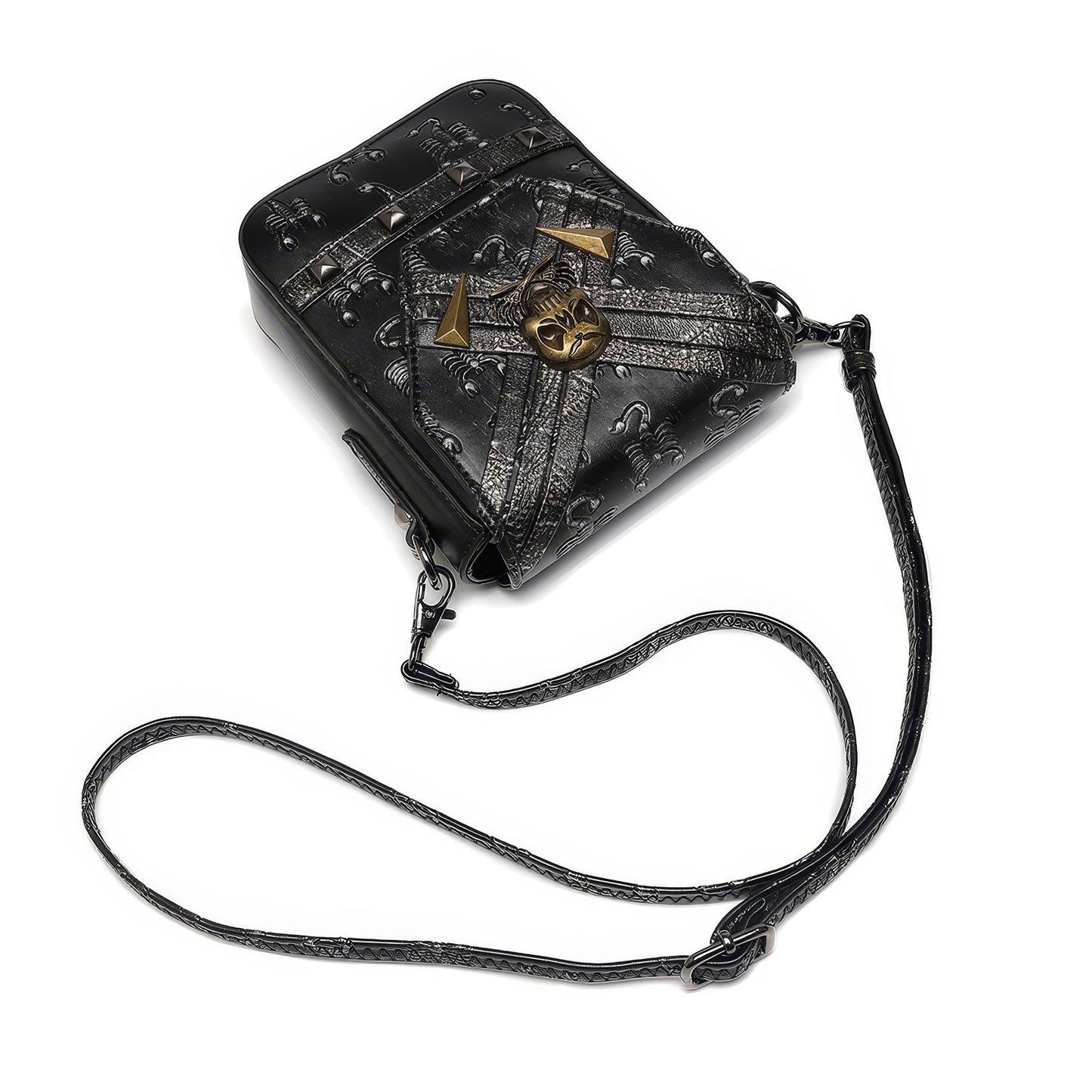 Scorpion Embossed Skull Accent Crossbody Bag