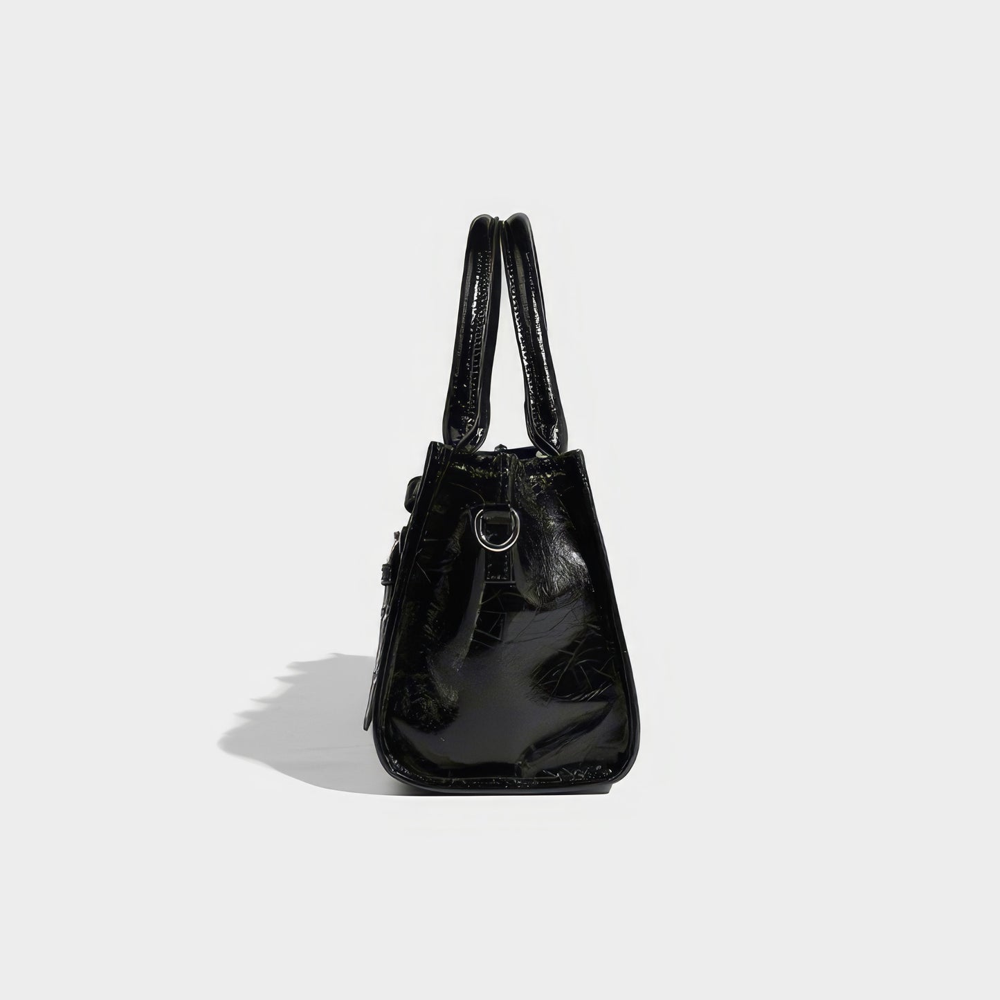 Glossy Barrel Buckle Handbag