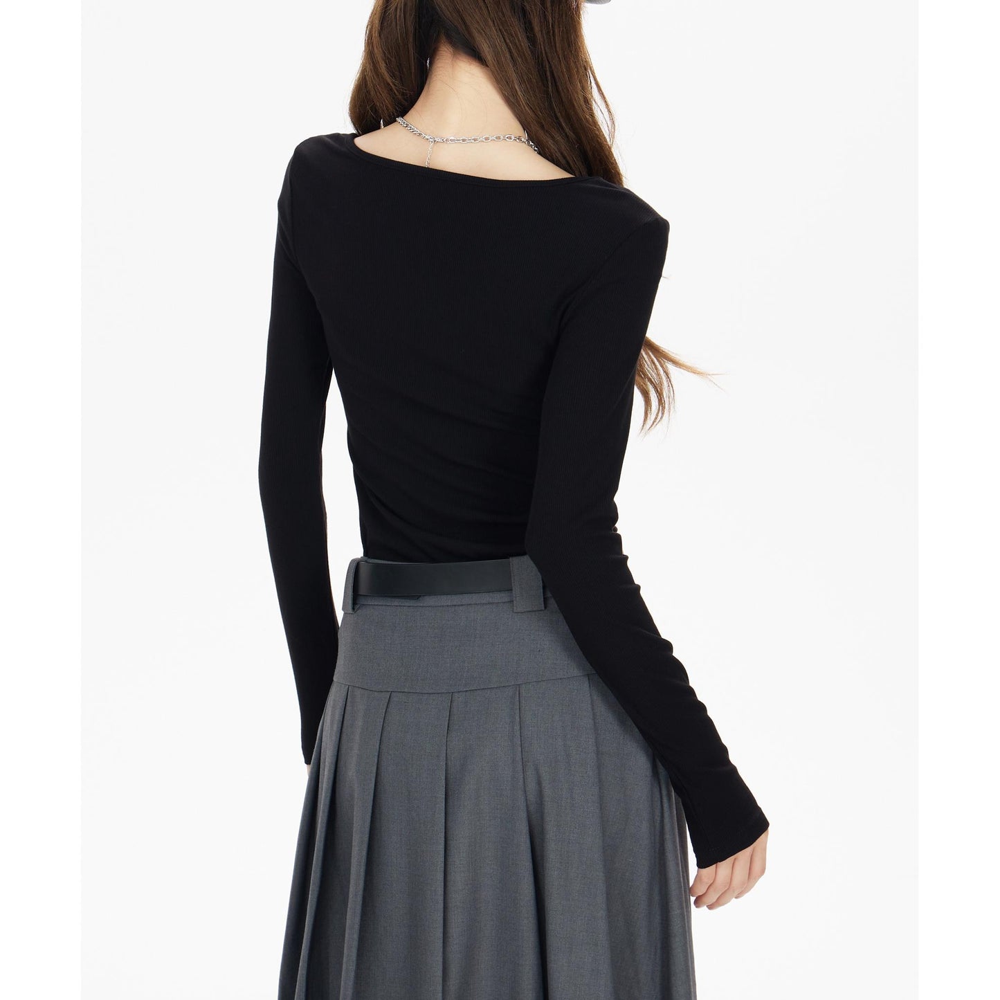 Square Neck Slim Ribbed Top