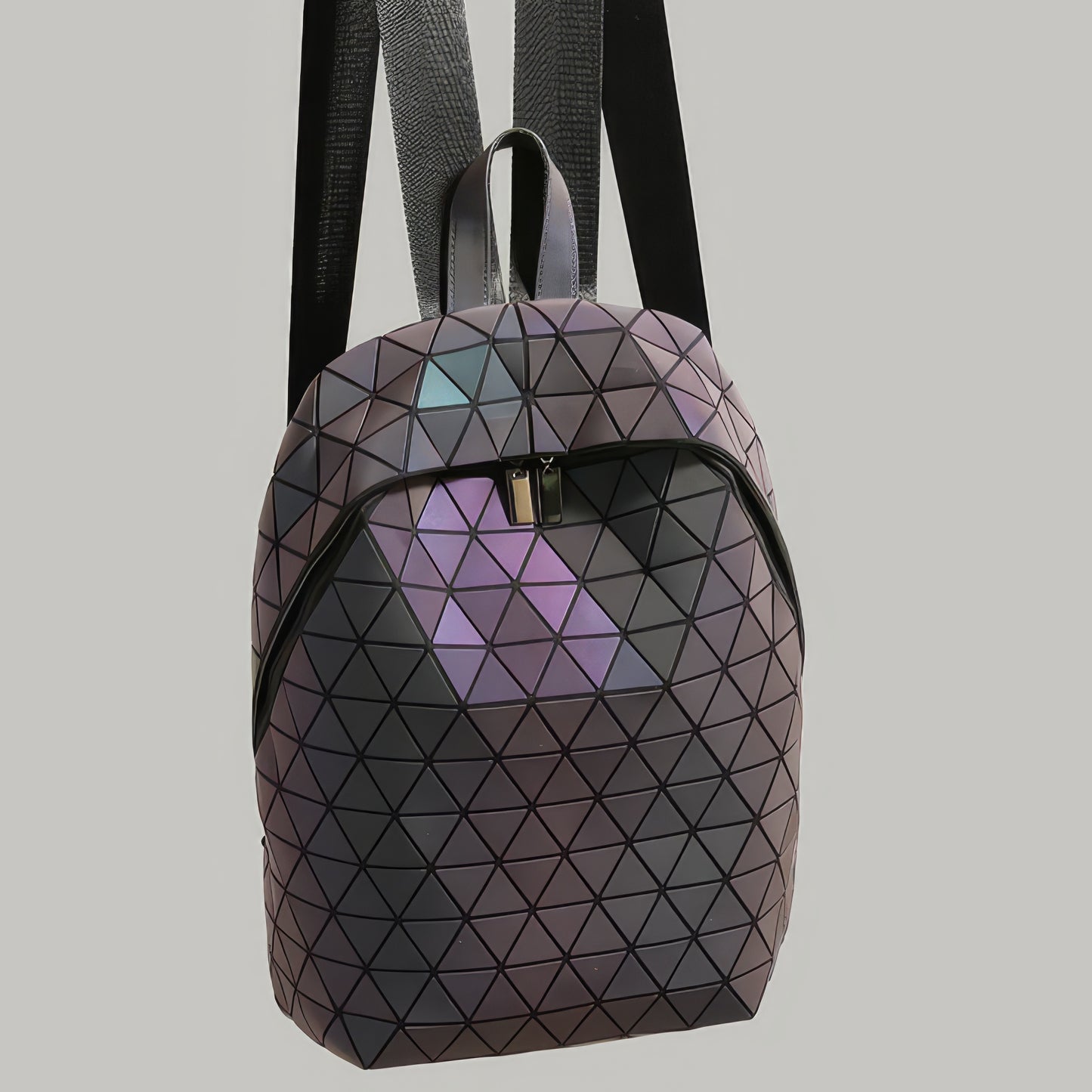 Geometric Reflective Prism Panel Backpack