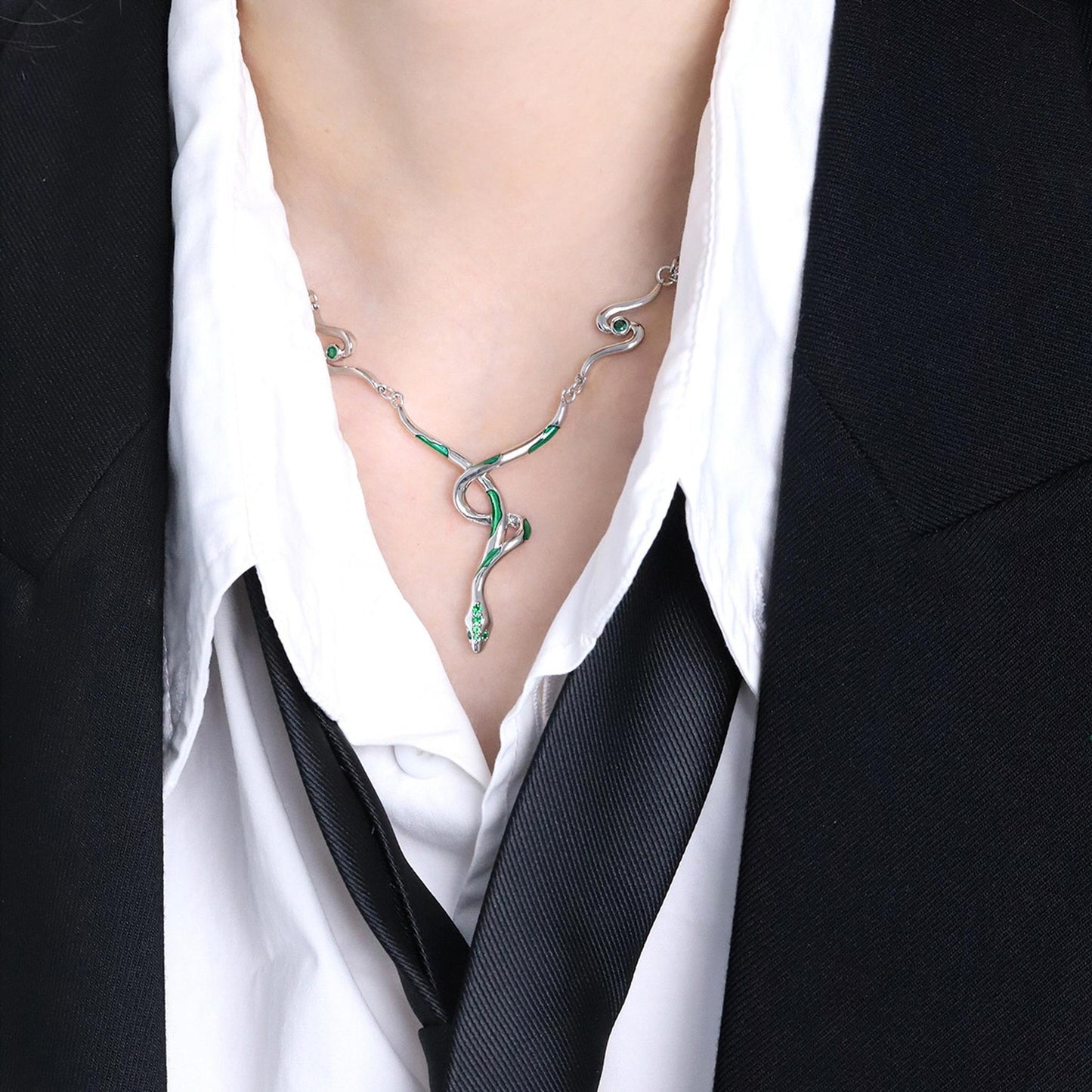 Emerald Serpent Twist Necklace
