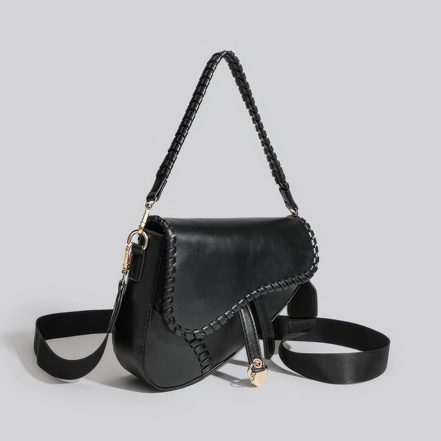 Asymmetrical Saddle Stitch Shoulder Bag
