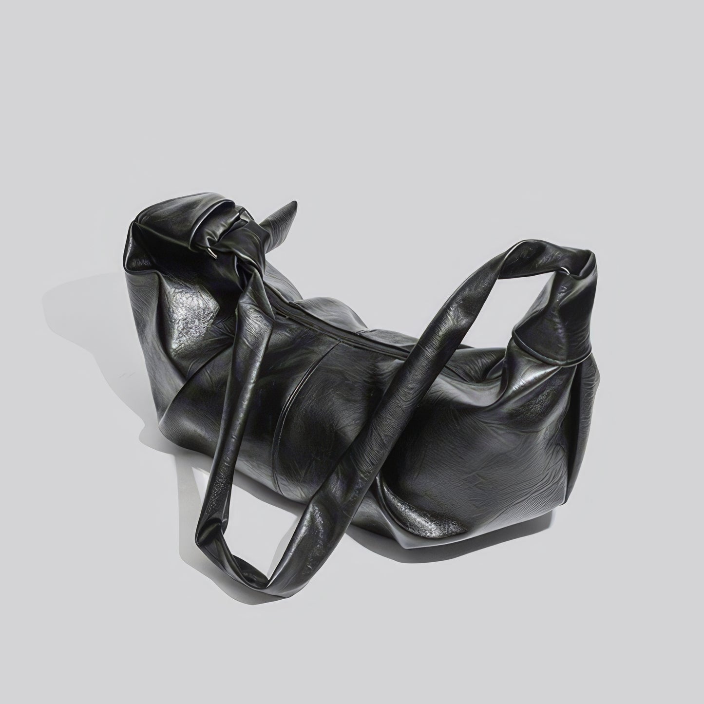 Knotted Strap Slouchy Faux Leather Bag