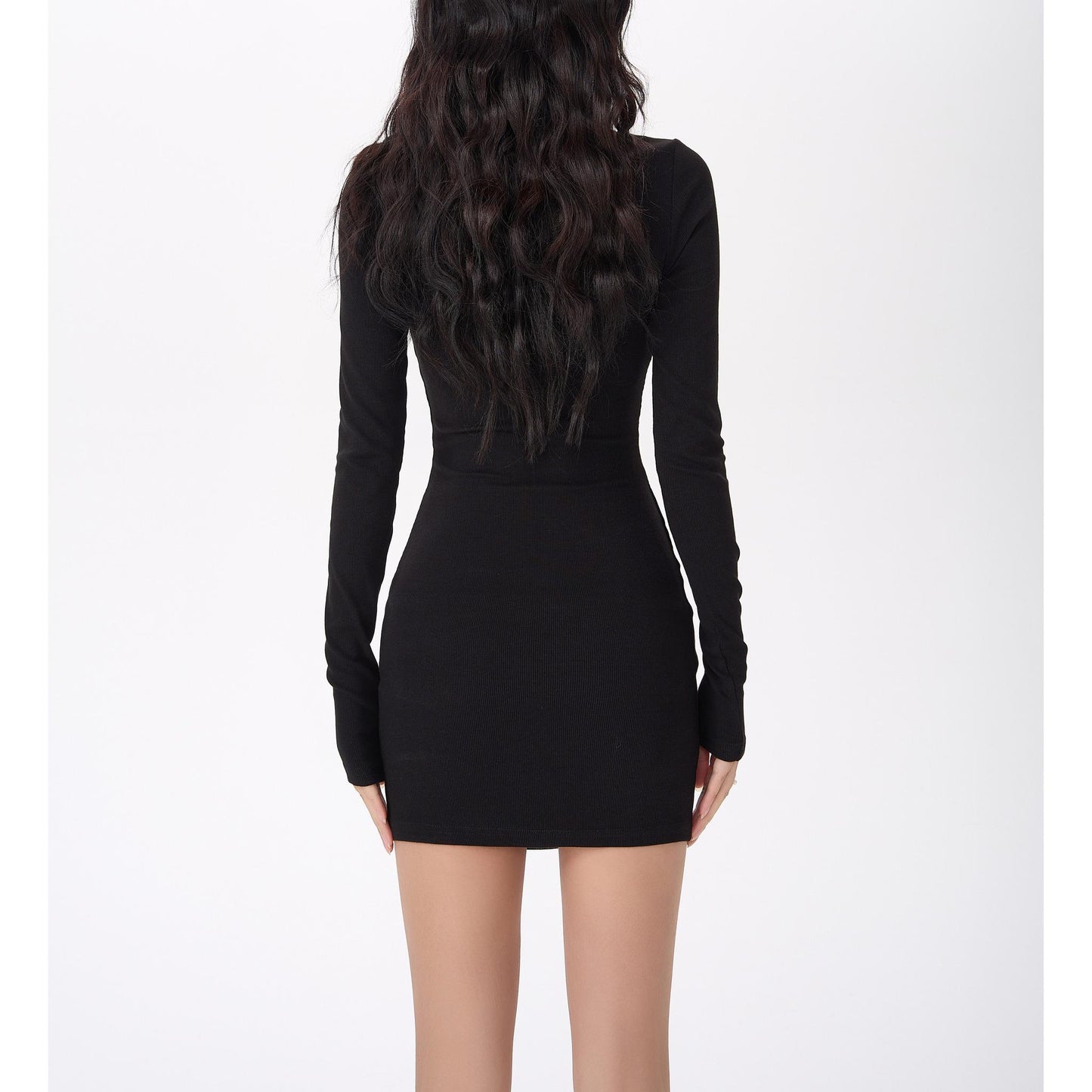 Ribbed Button-Up Bodycon Mini Dress