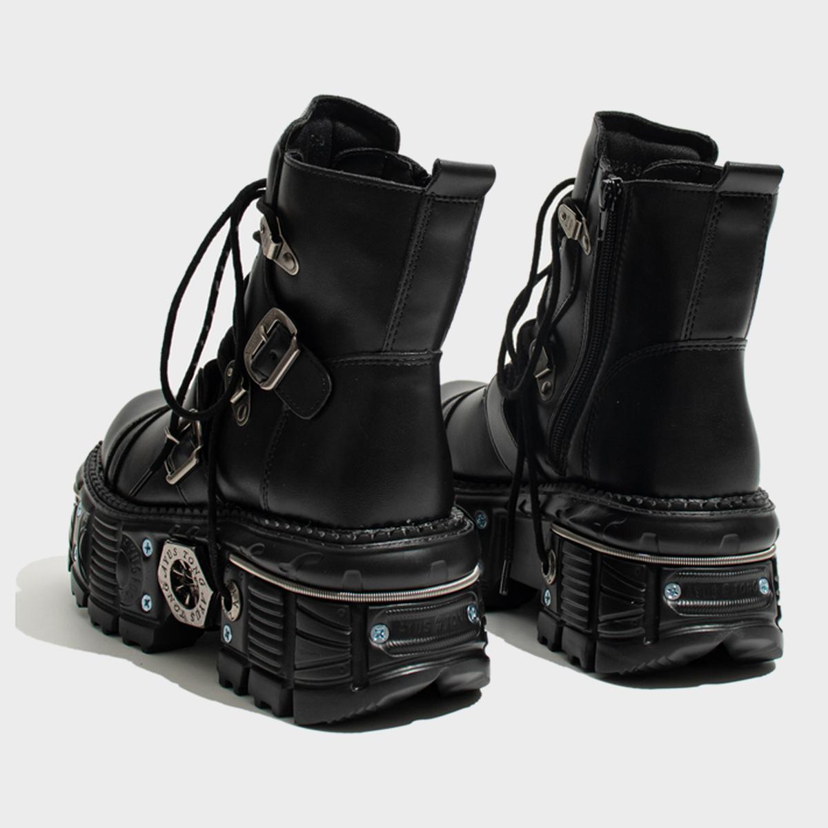 Industrial Buckle Platform Boots