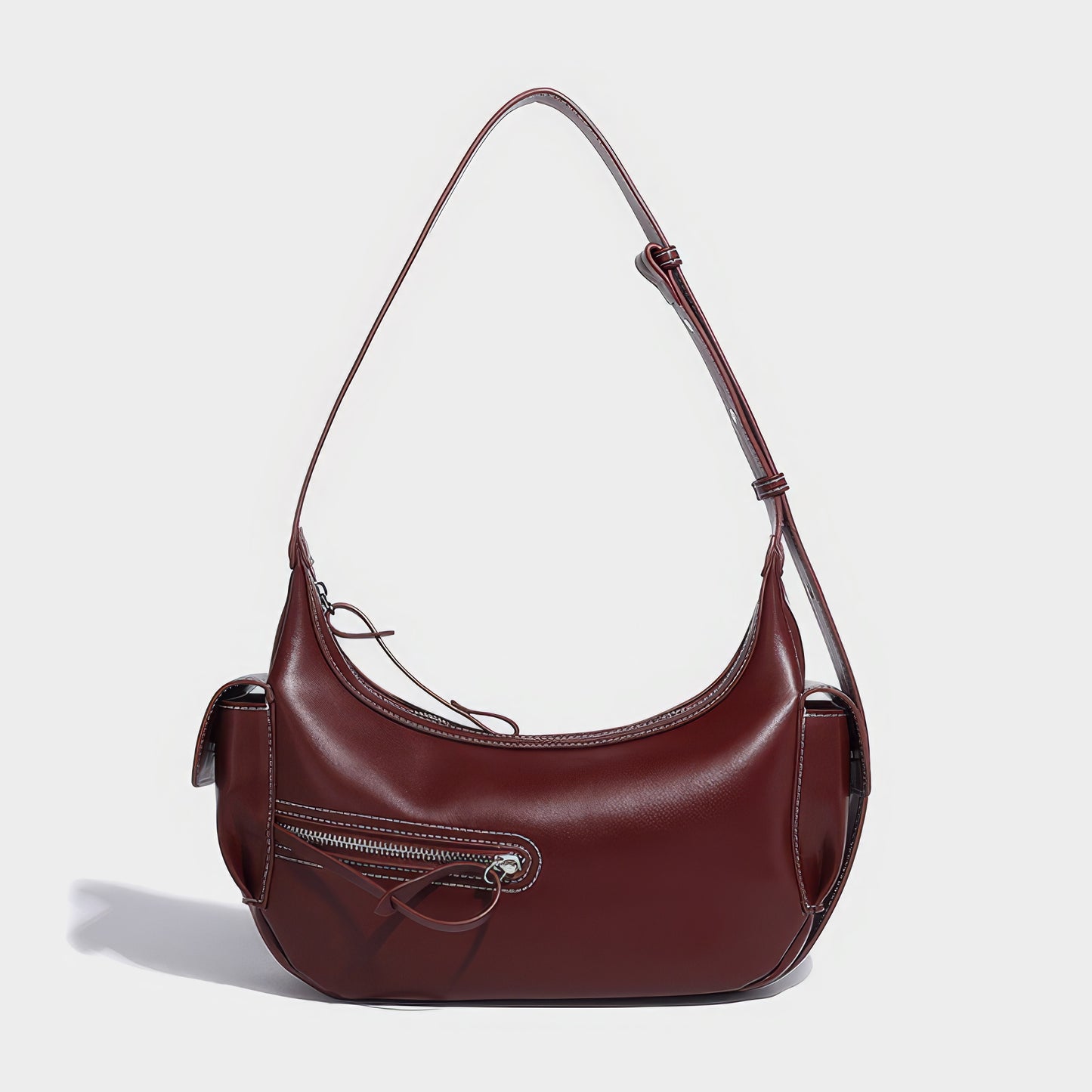 Asymmetrical Zip Crescent Shoulder Bag