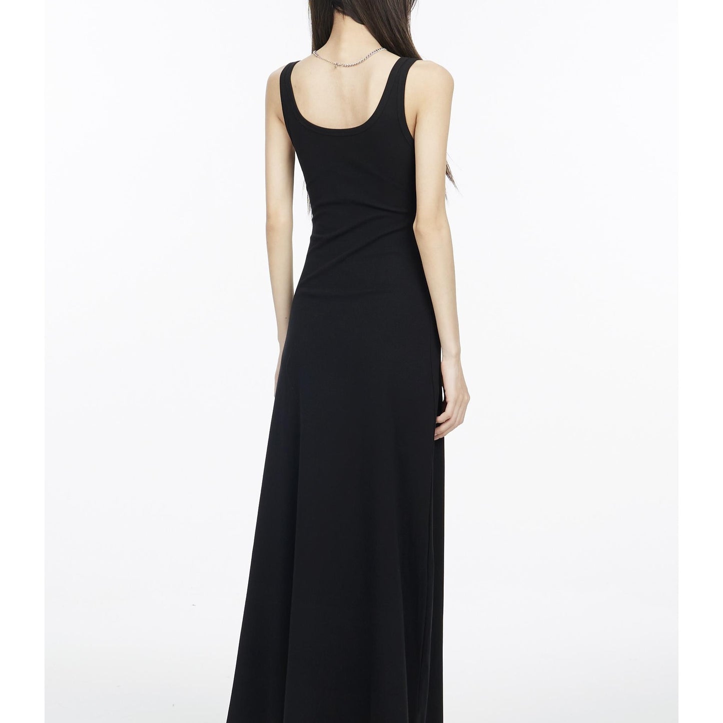 Sleeveless Button Detail Flared Maxi Dress