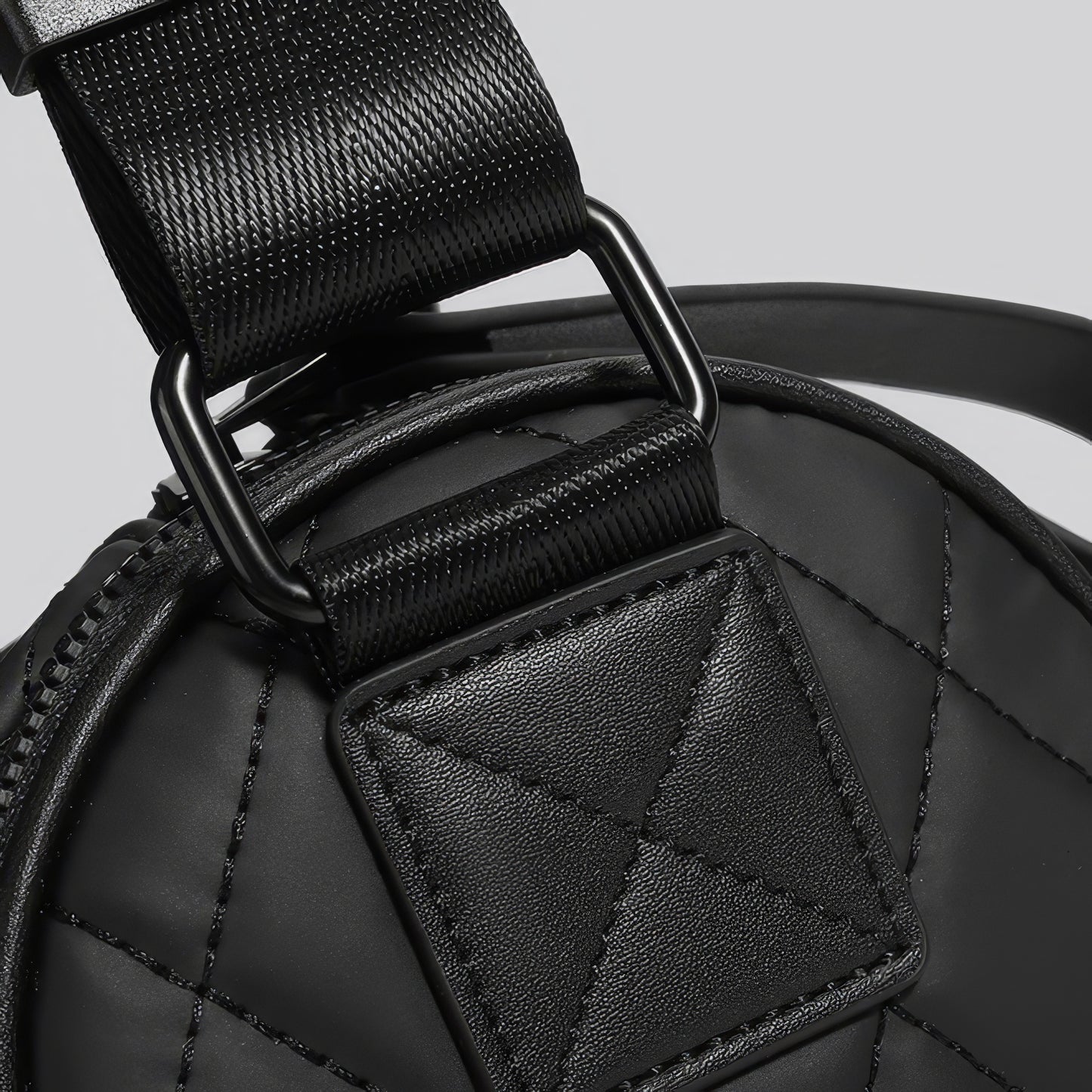 Quilted Barrel-Shaped Black Crossbody Bag