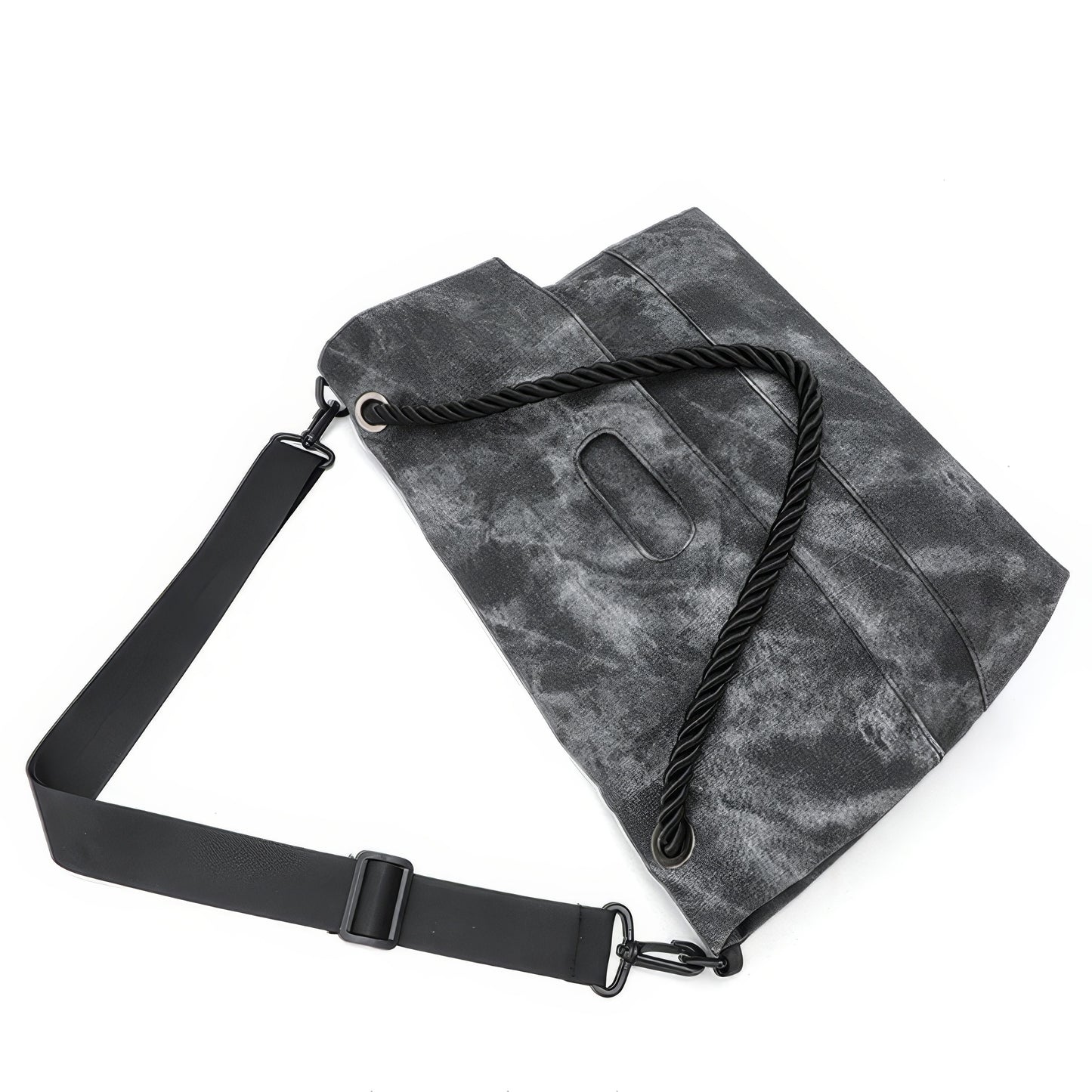 Washed Canvas Twisted Strap Flap Bag