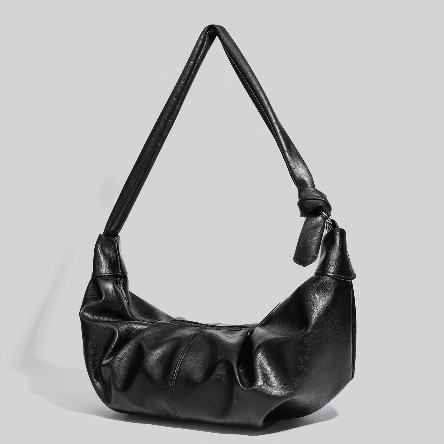 Knotted Strap Slouchy Faux Leather Bag