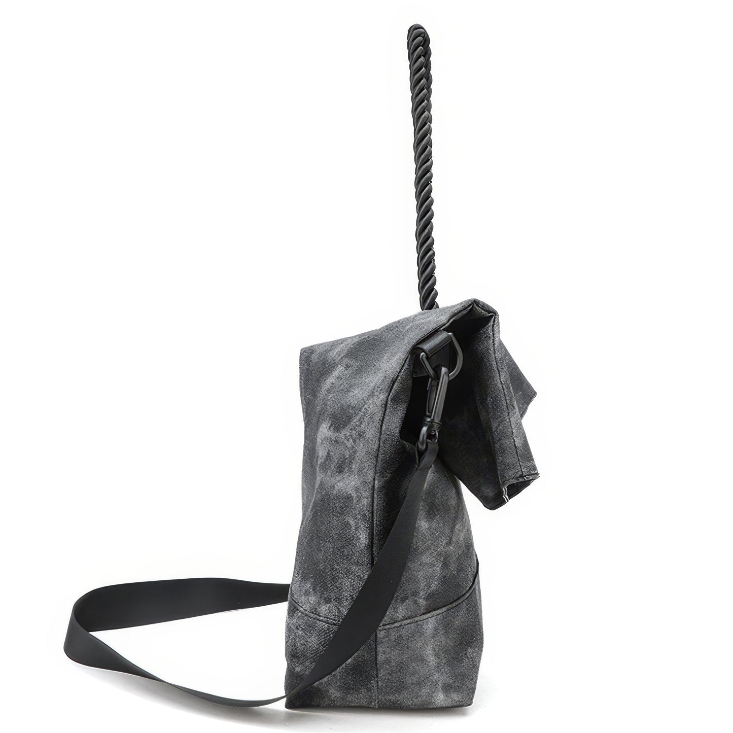 Washed Canvas Twisted Strap Flap Bag