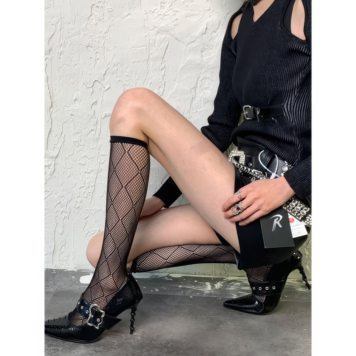 Diamond Fishnet Mesh Knee Socks
