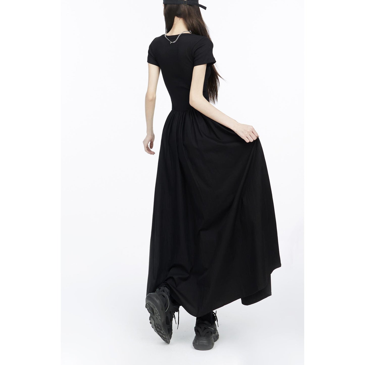 Scoop Neck Gathered Maxi Dress