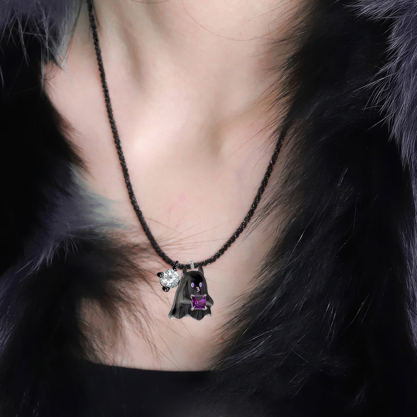 Ghost Charm Crystal Necklace