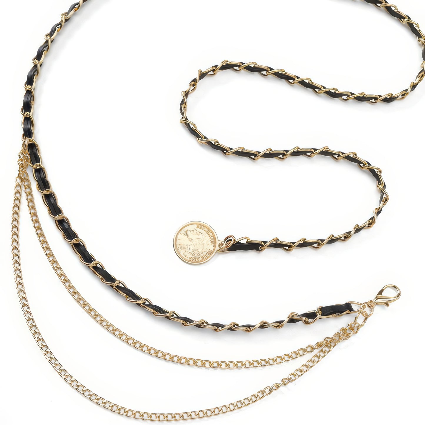 Chain Accent Fitted Black Mini Skirt