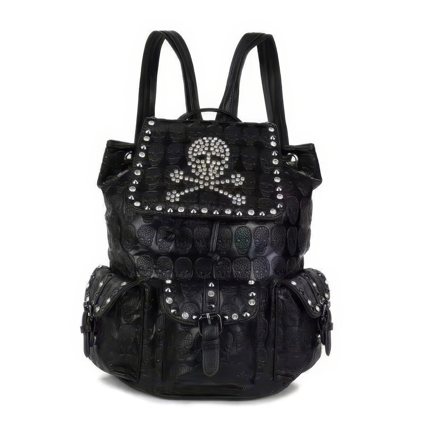 Studded Skull Pattern Flap Backpack