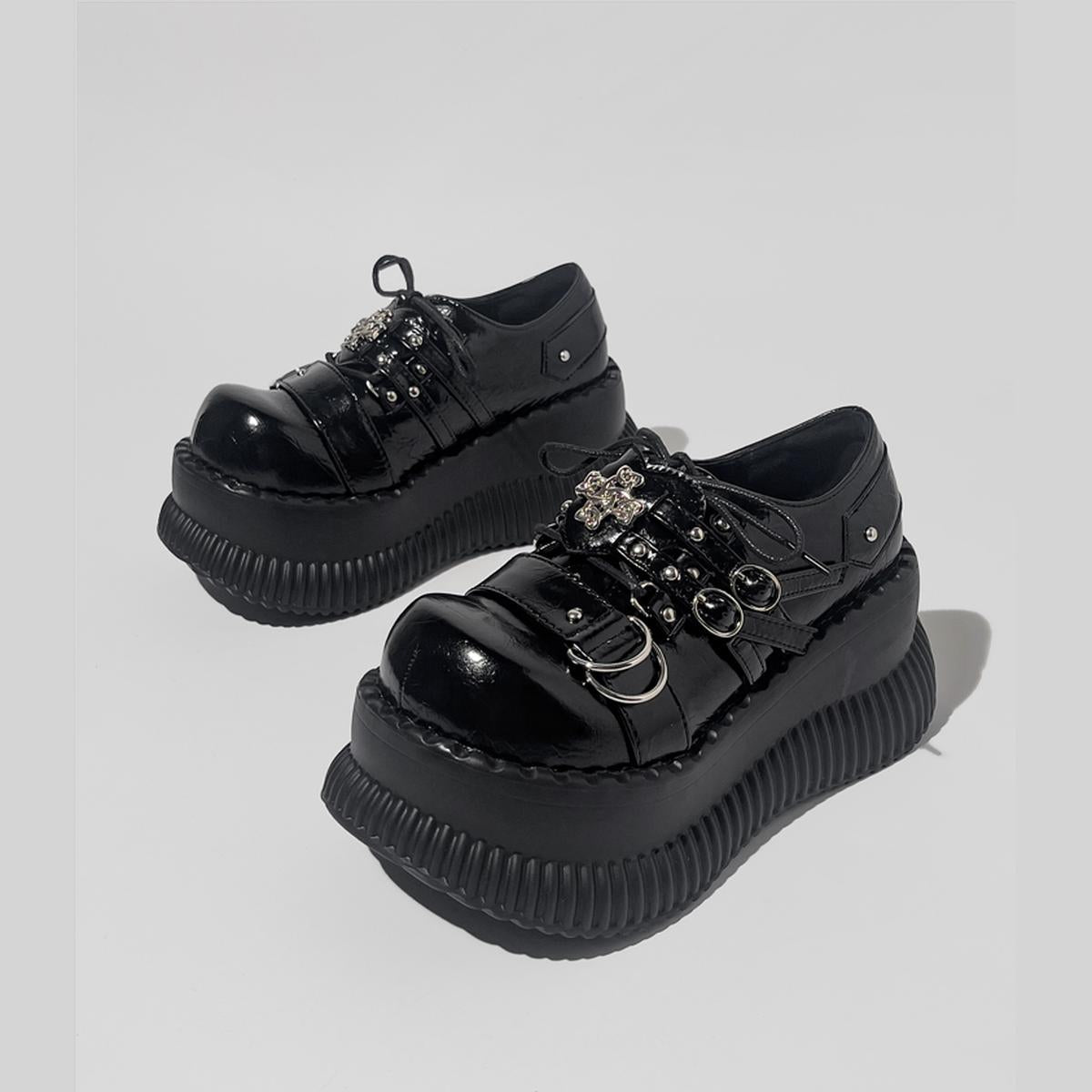 Black Patent Chain Platform Shoes