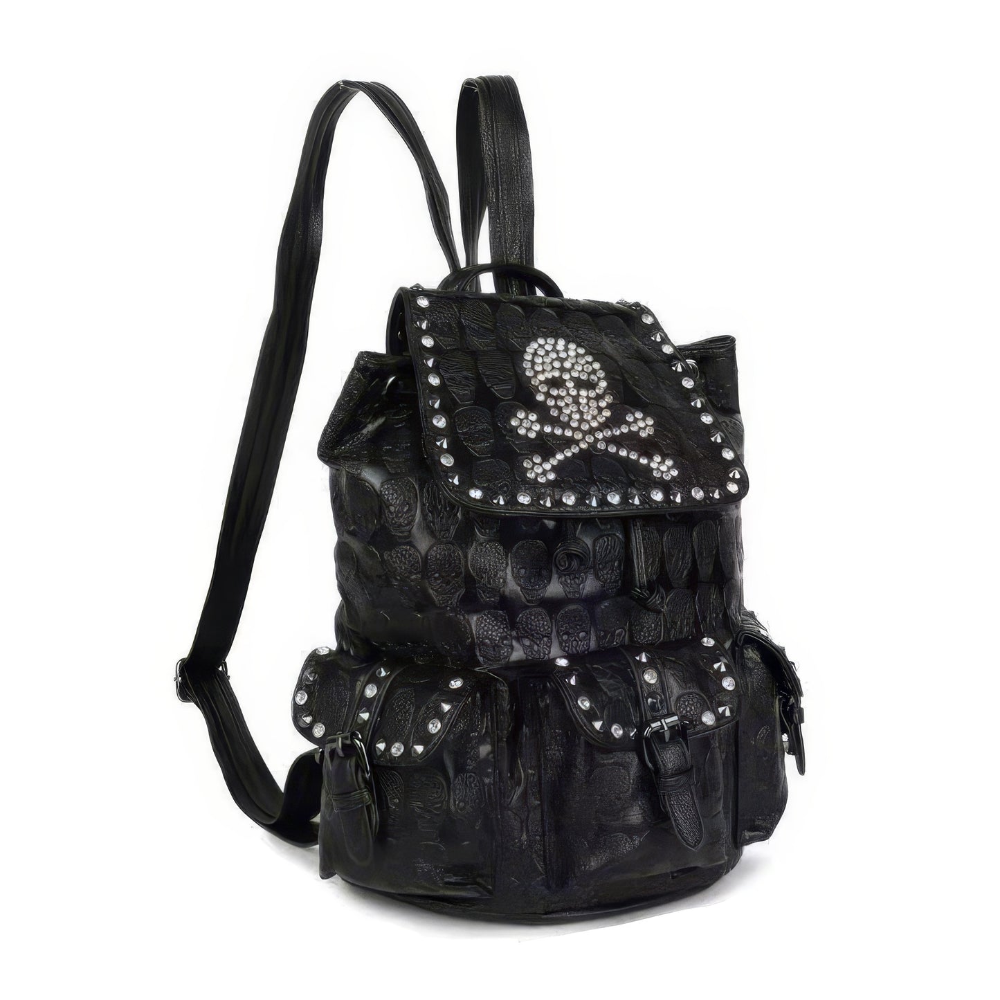 Studded Skull Pattern Flap Backpack