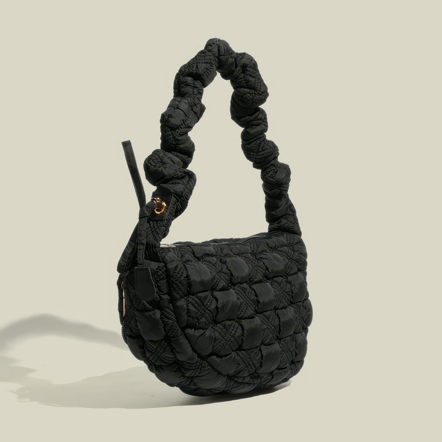 Puffy Quilted Scrunch Handle Shoulder Bag