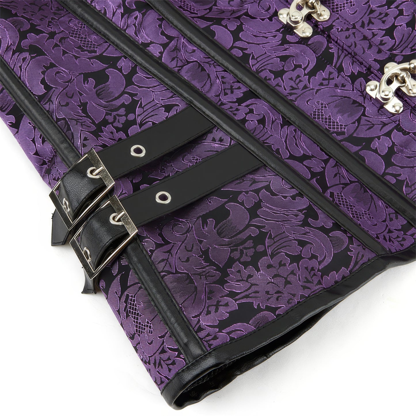 Purple Brocade Buckle Corset Top