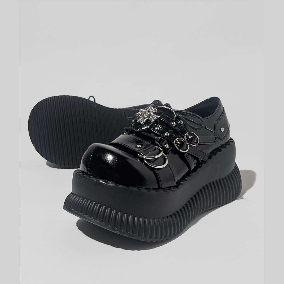 Black Patent Chain Platform Shoes