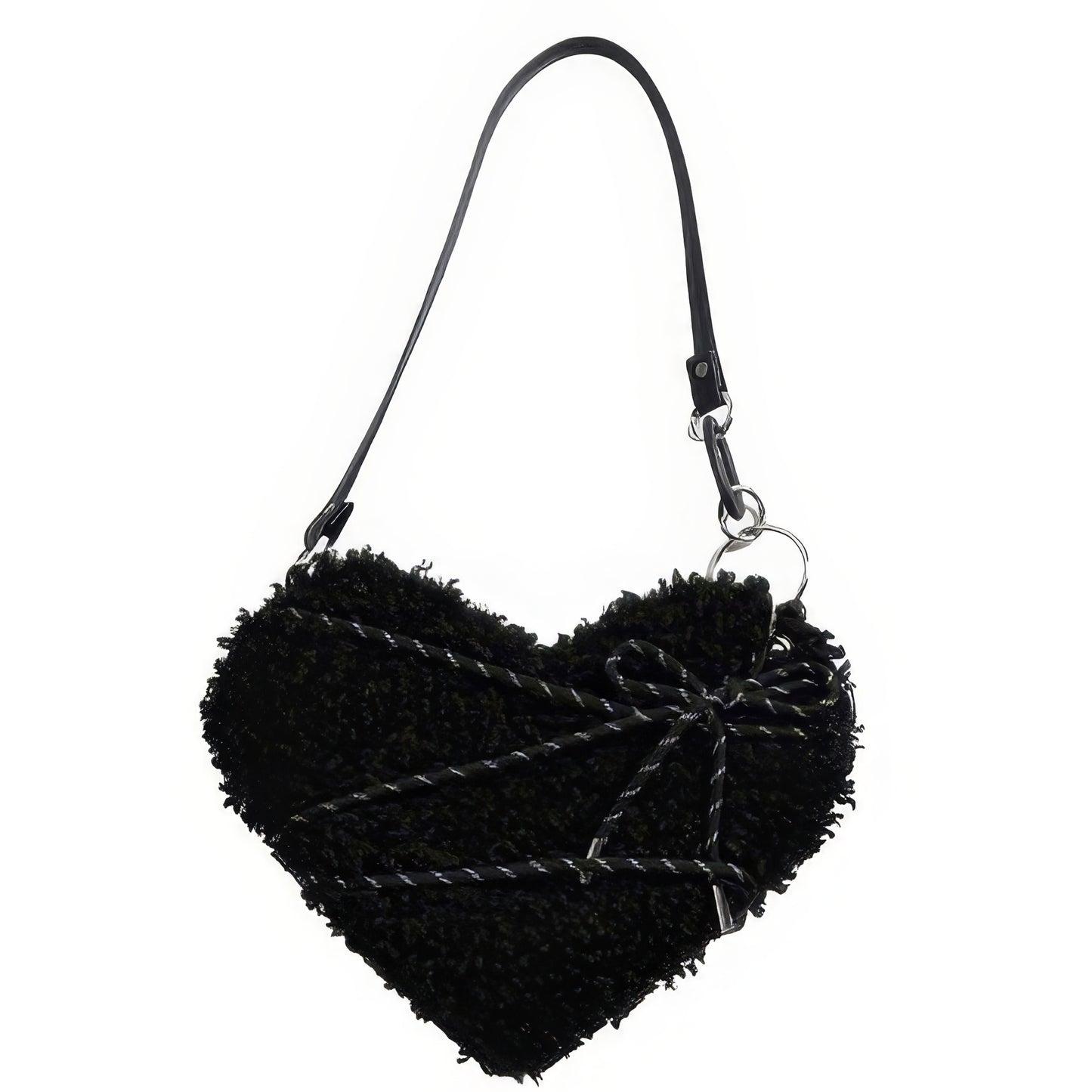 Rope Wrapped Heart Shape Faux Leather Shoulder Bag