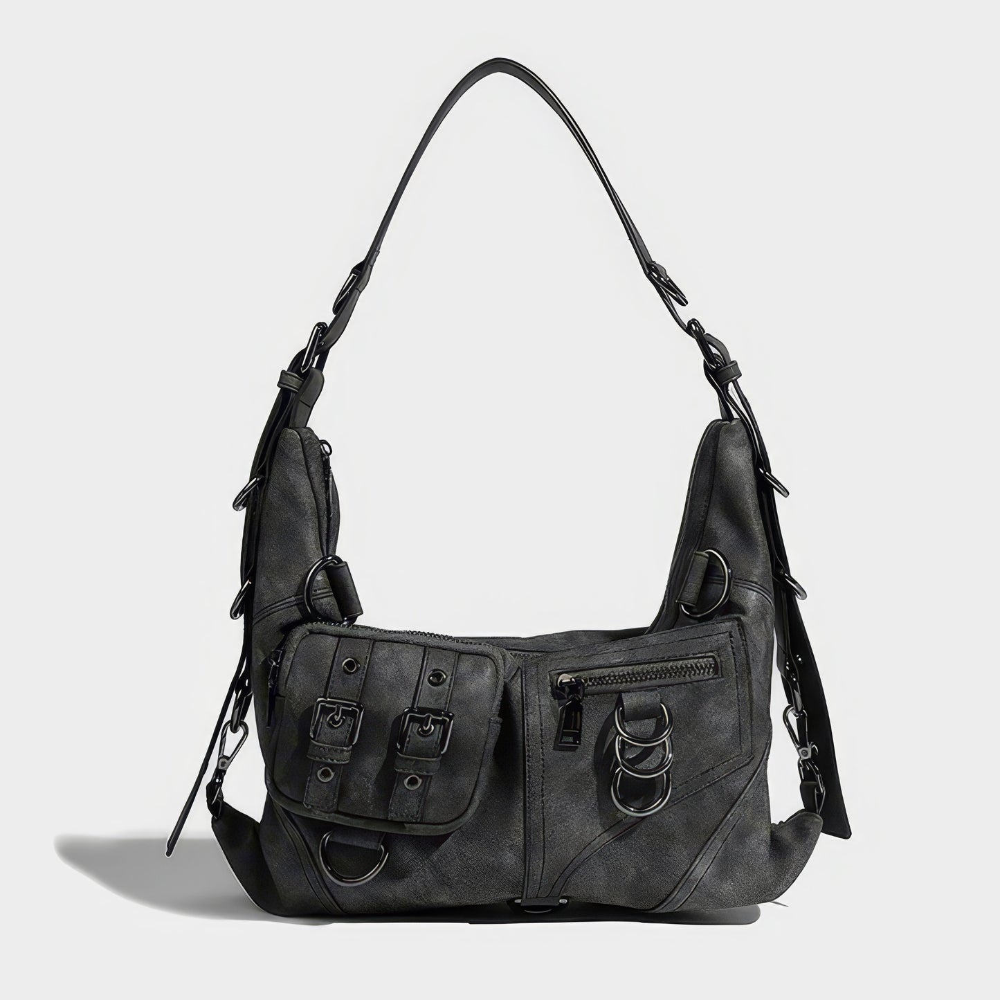 Black Buckle Strap Shoulder Bag